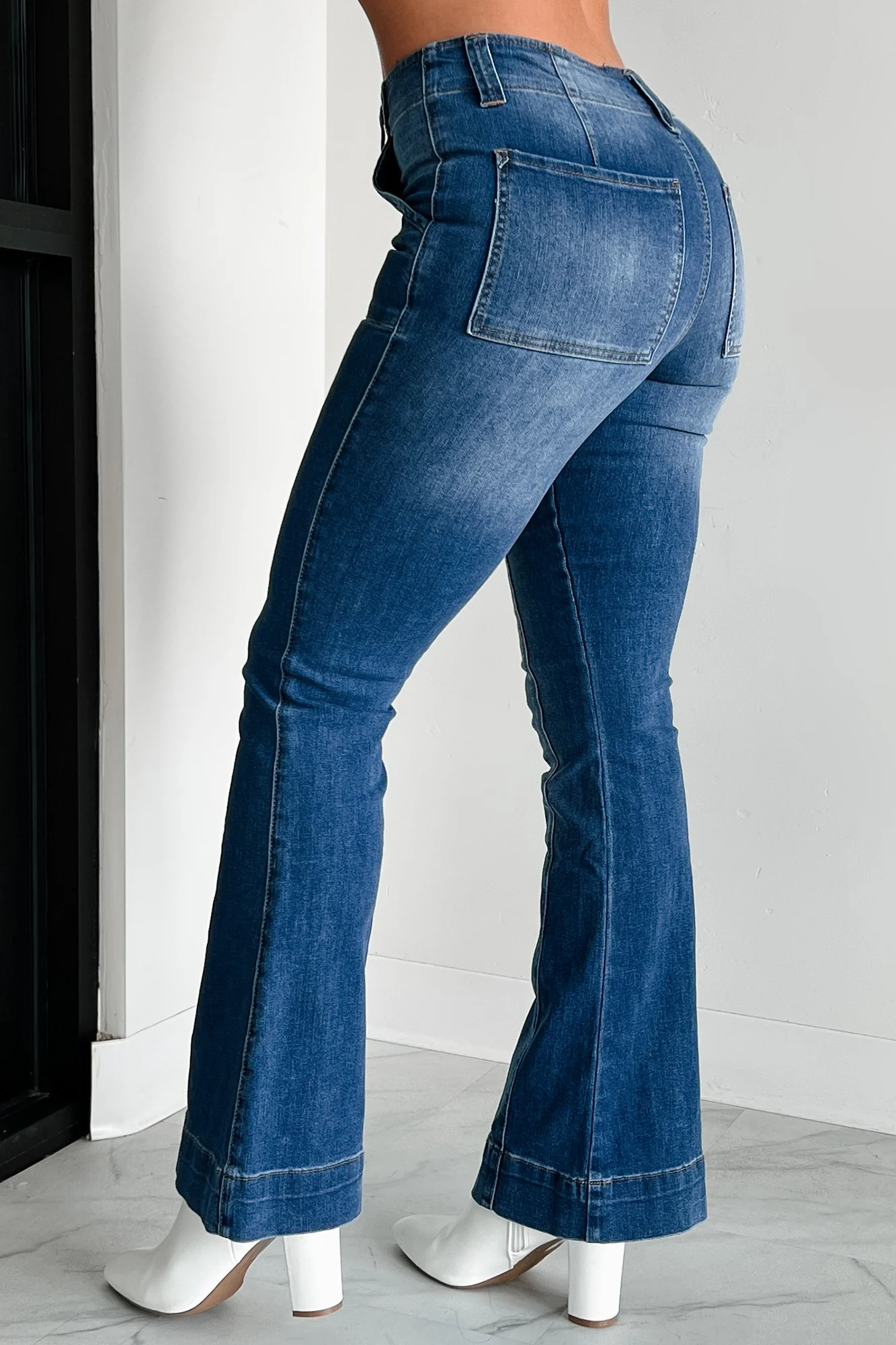 Casper Almost Famous High Rise Flare Jeans (Medium-Dark Wash) - Image 5