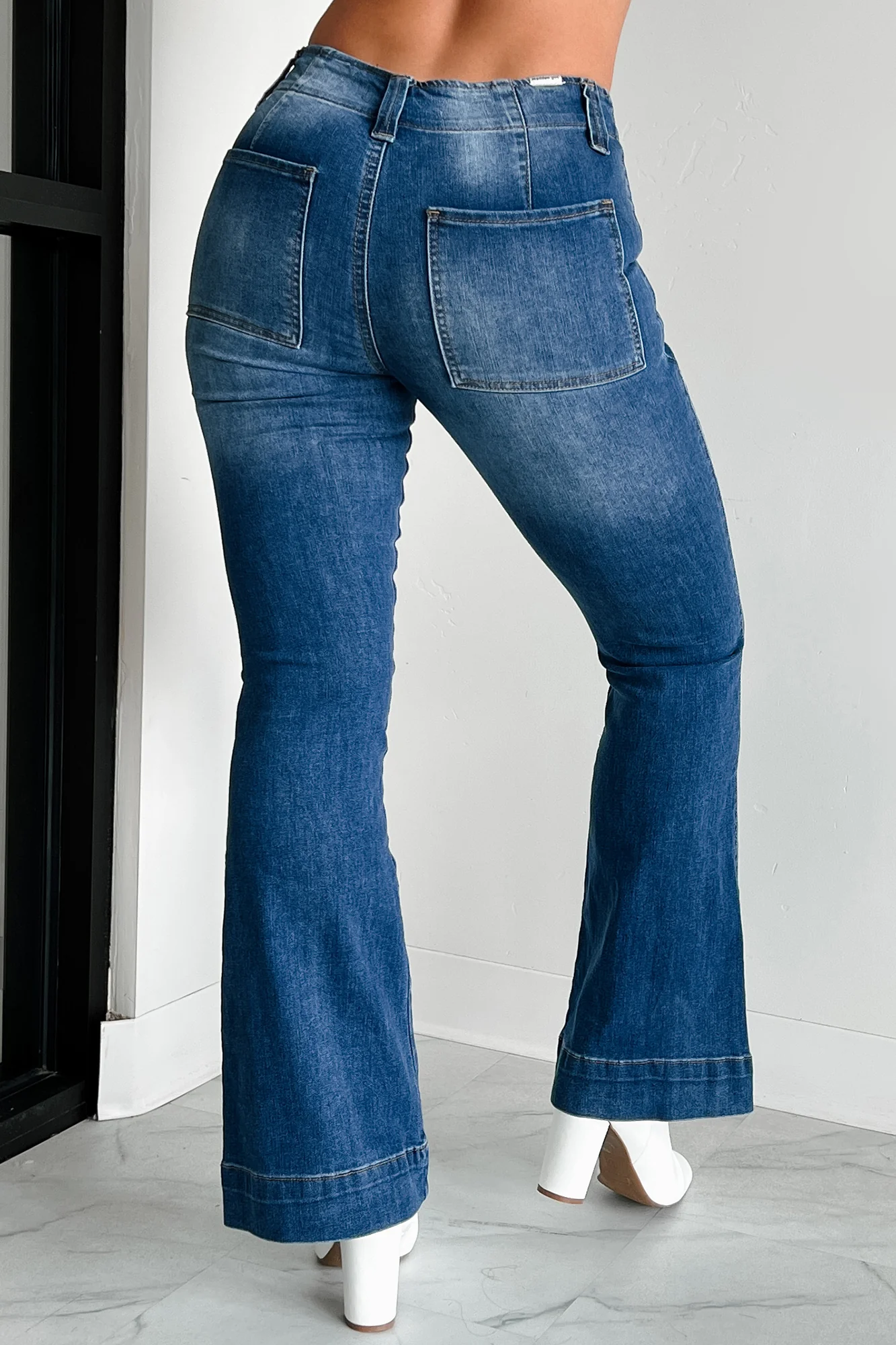 Casper Almost Famous High Rise Flare Jeans (Medium-Dark Wash) - Image 6