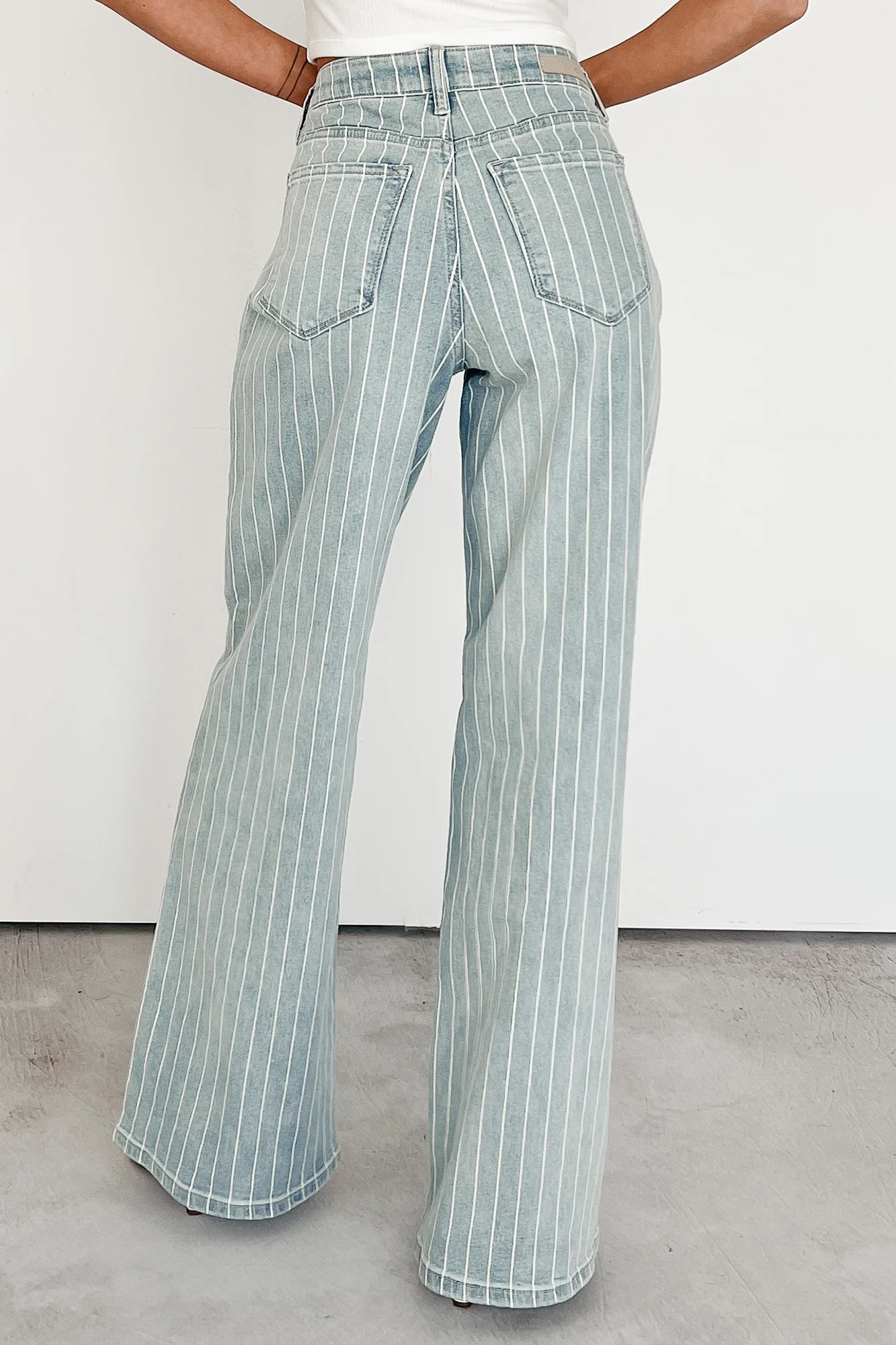 Cassian Striped Wide Leg Cello Jeans (Light) - Image 4