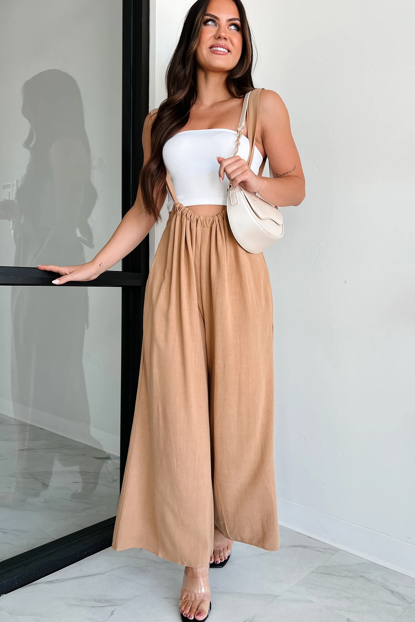 Casual Conversations Suspender Jumpsuit (Camel) - Image 5