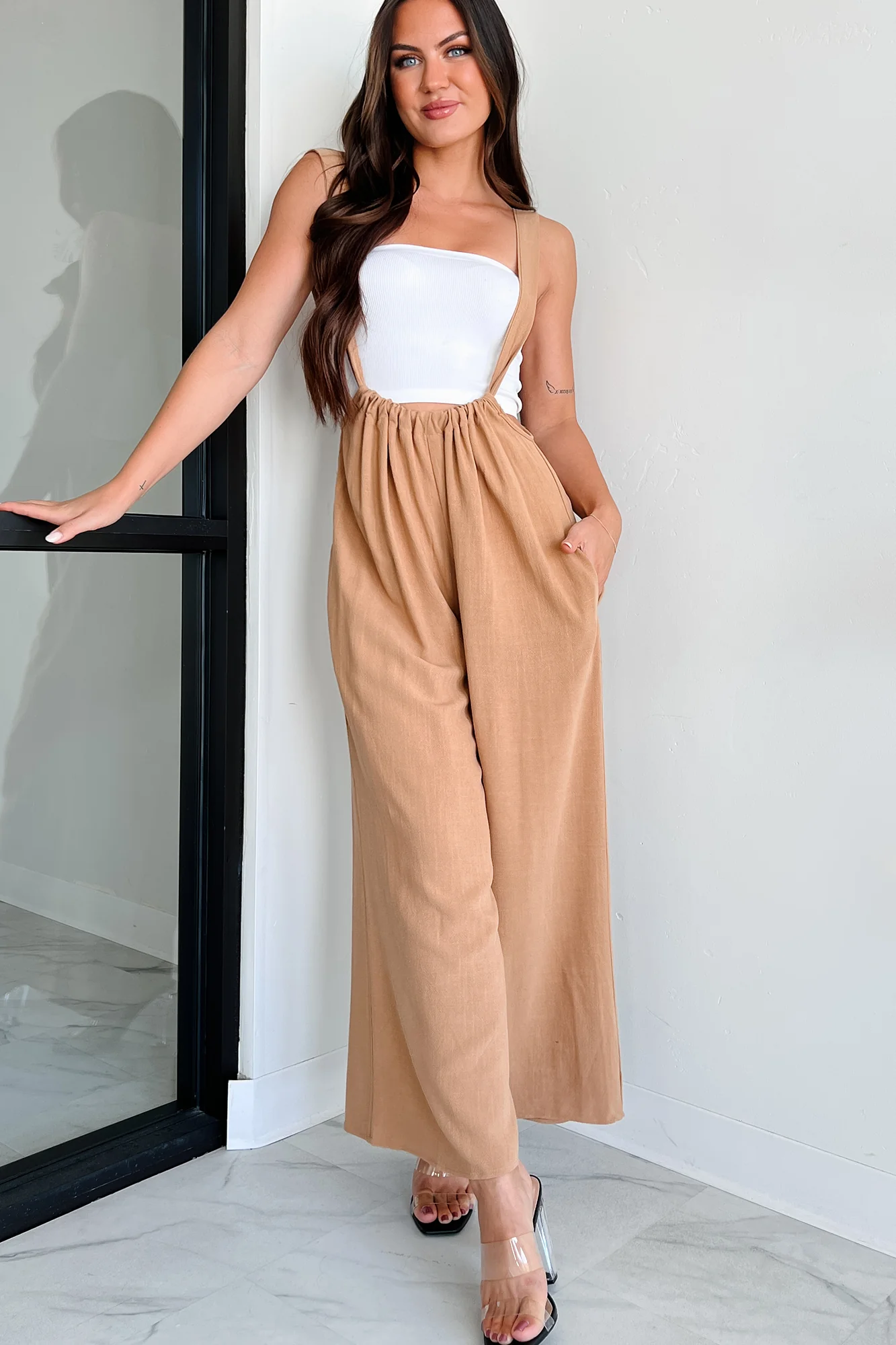 Casual Conversations Suspender Jumpsuit (Camel) - Image 6