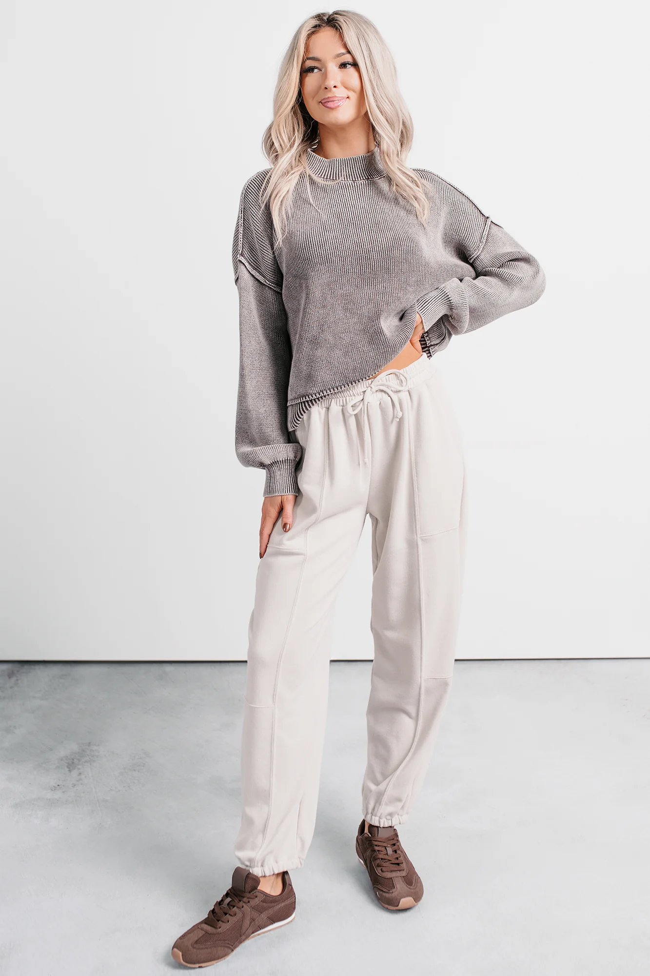 Casual Darling High Rise Jogger Sweatpants (Oat) - Image 5