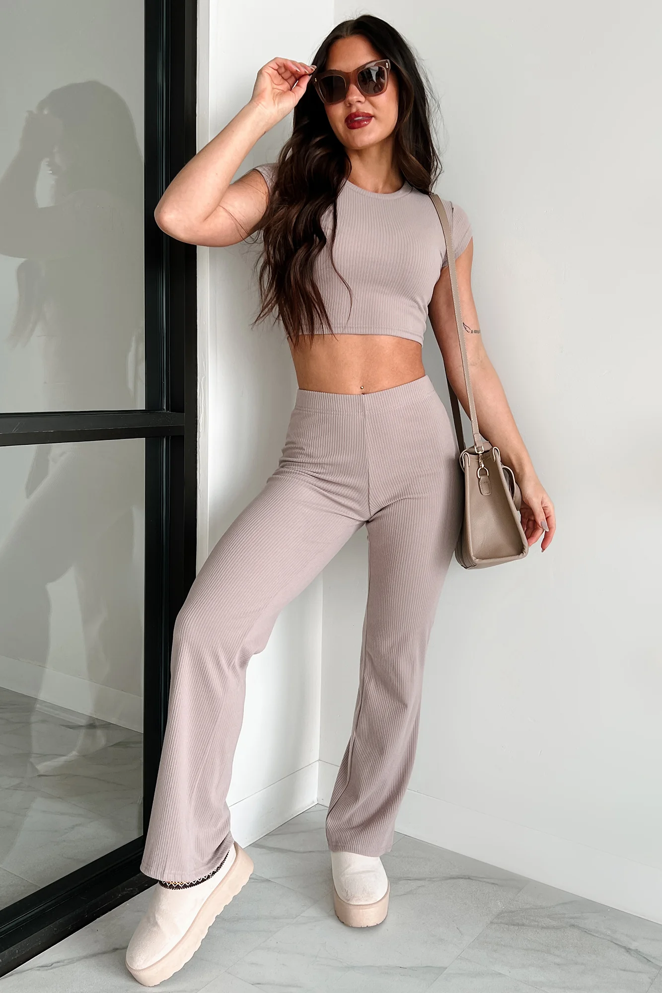 Casually Poised Knit Top & Pants Set (Smoked Eggplant) - Image 2