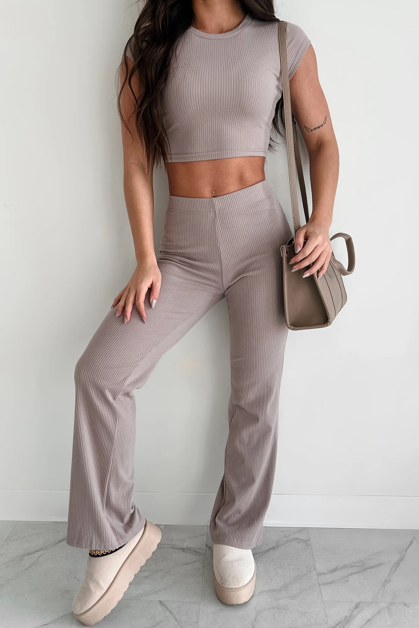 Casually Poised Knit Top & Pants Set (Smoked Eggplant) - Image 3