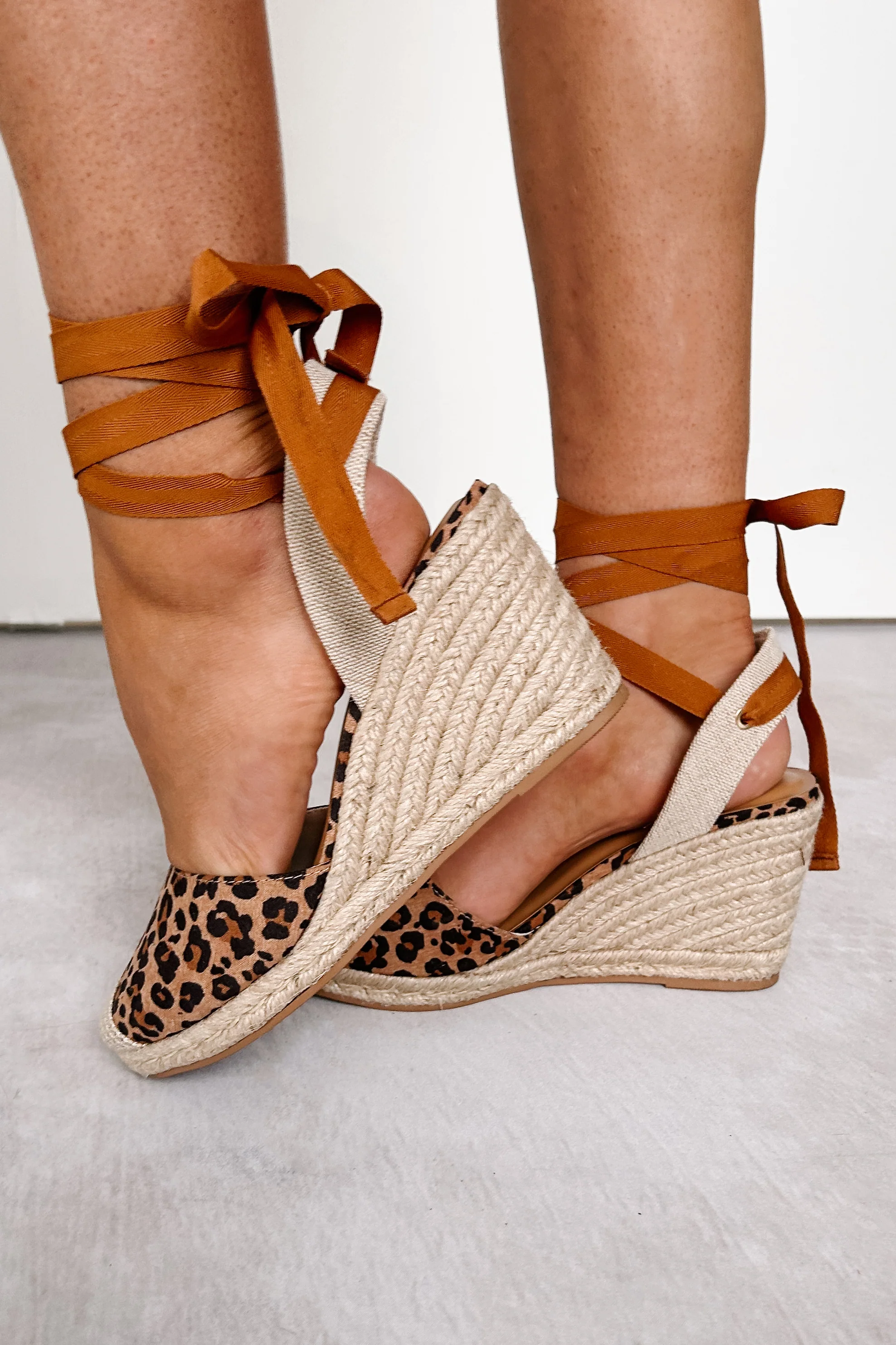 Catch Me If You Can Ankle Tie Espadrille Wedge (Cheetah) - Image 3