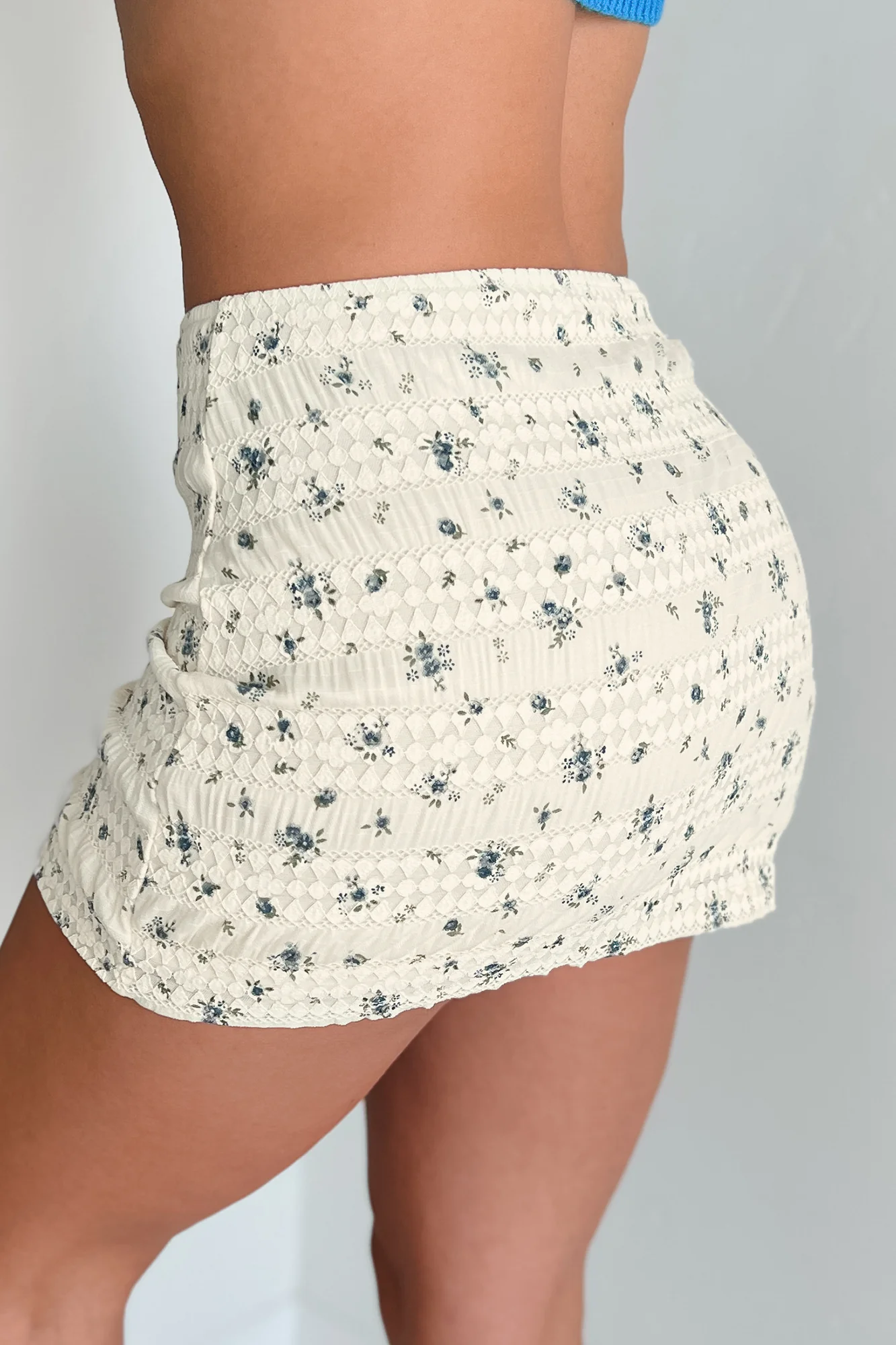 Caught A Vibe Ditsy Floral Mini Skirt (Cream) - Image 4