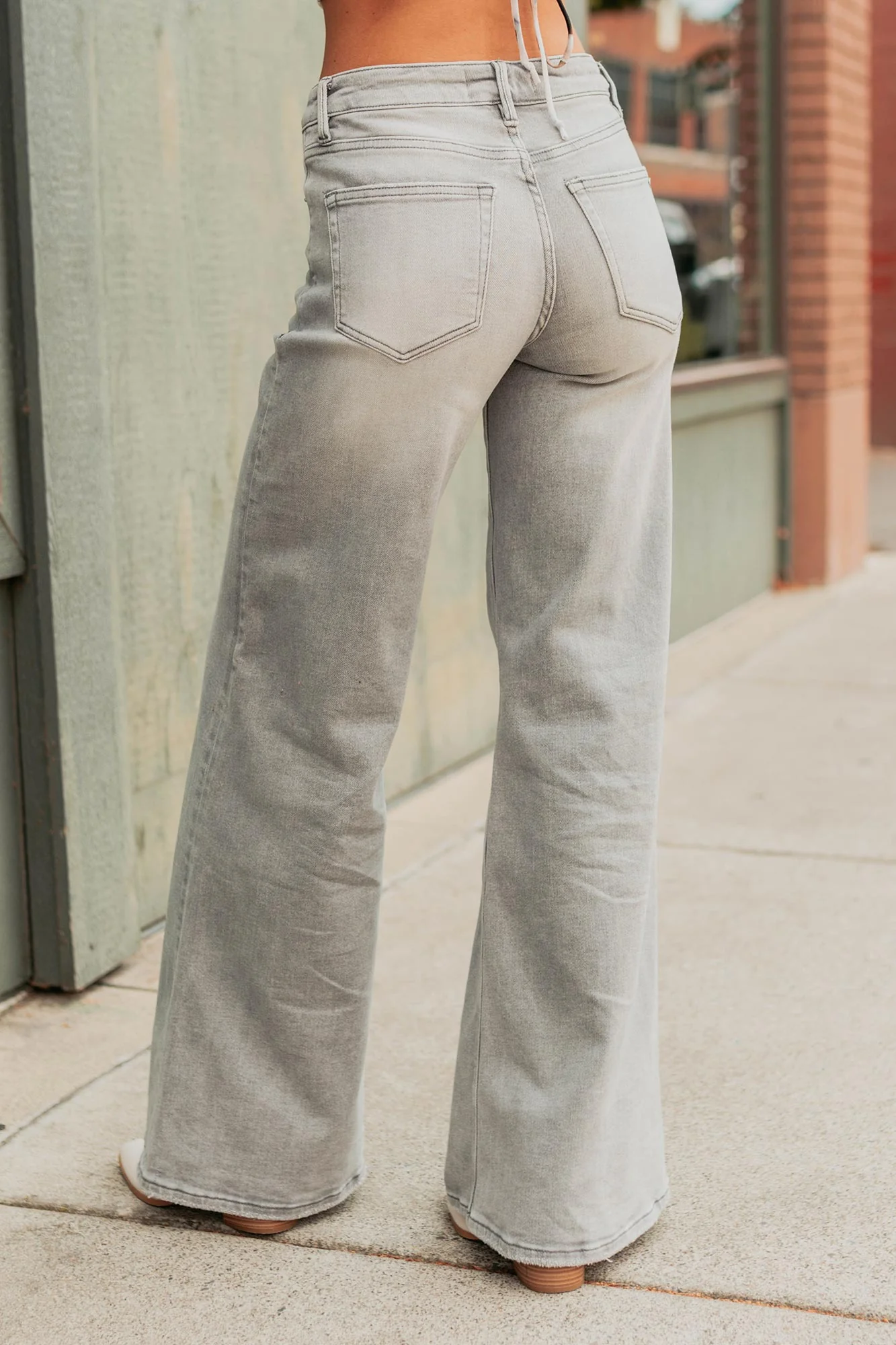 Cecily Mid Rise Wide Leg Mica Denim Jeans (Grey) - Image 4