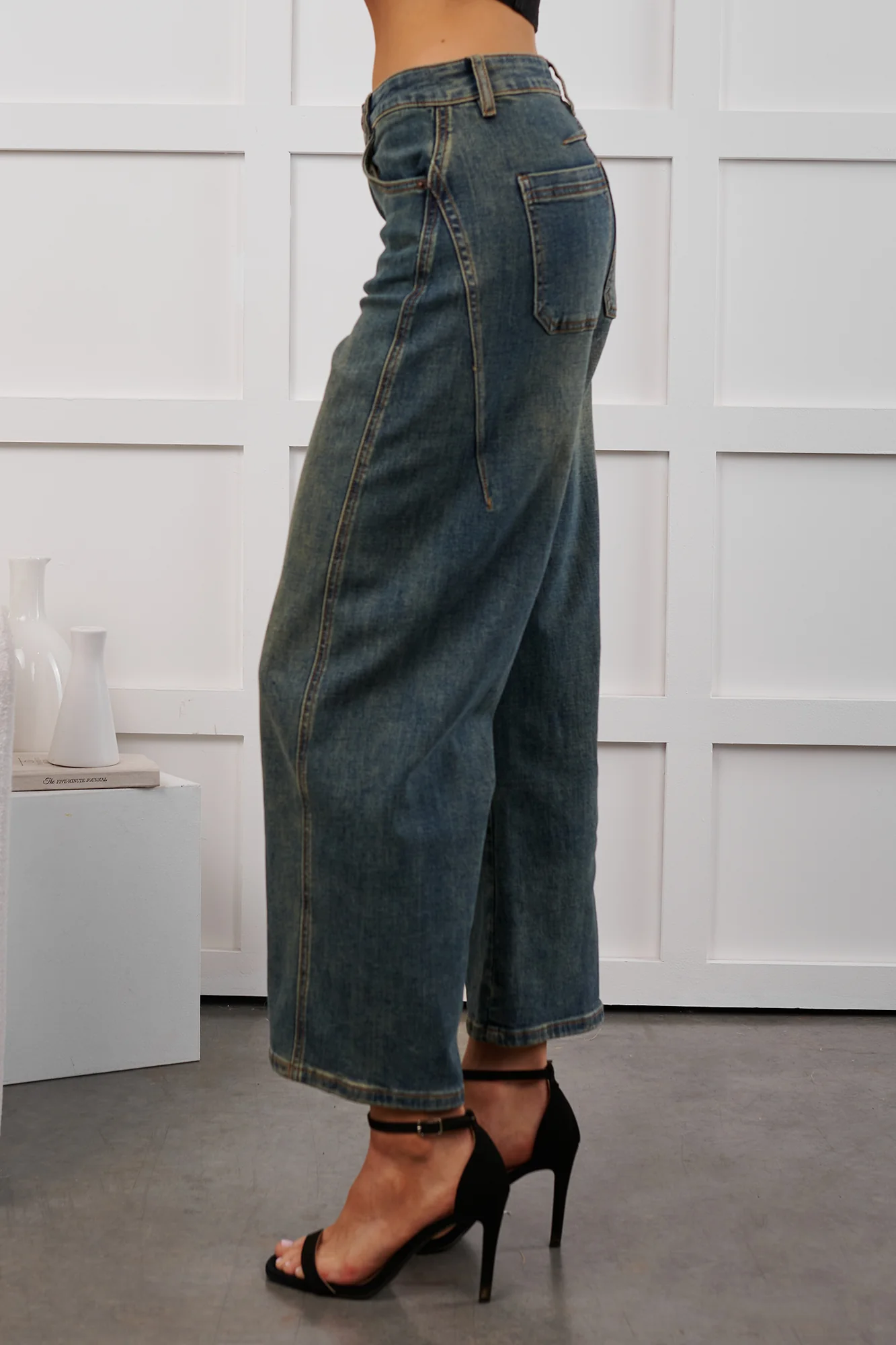 Cesar High Rise Mica Denim Wide Jeans (Tint Navy) - Image 3