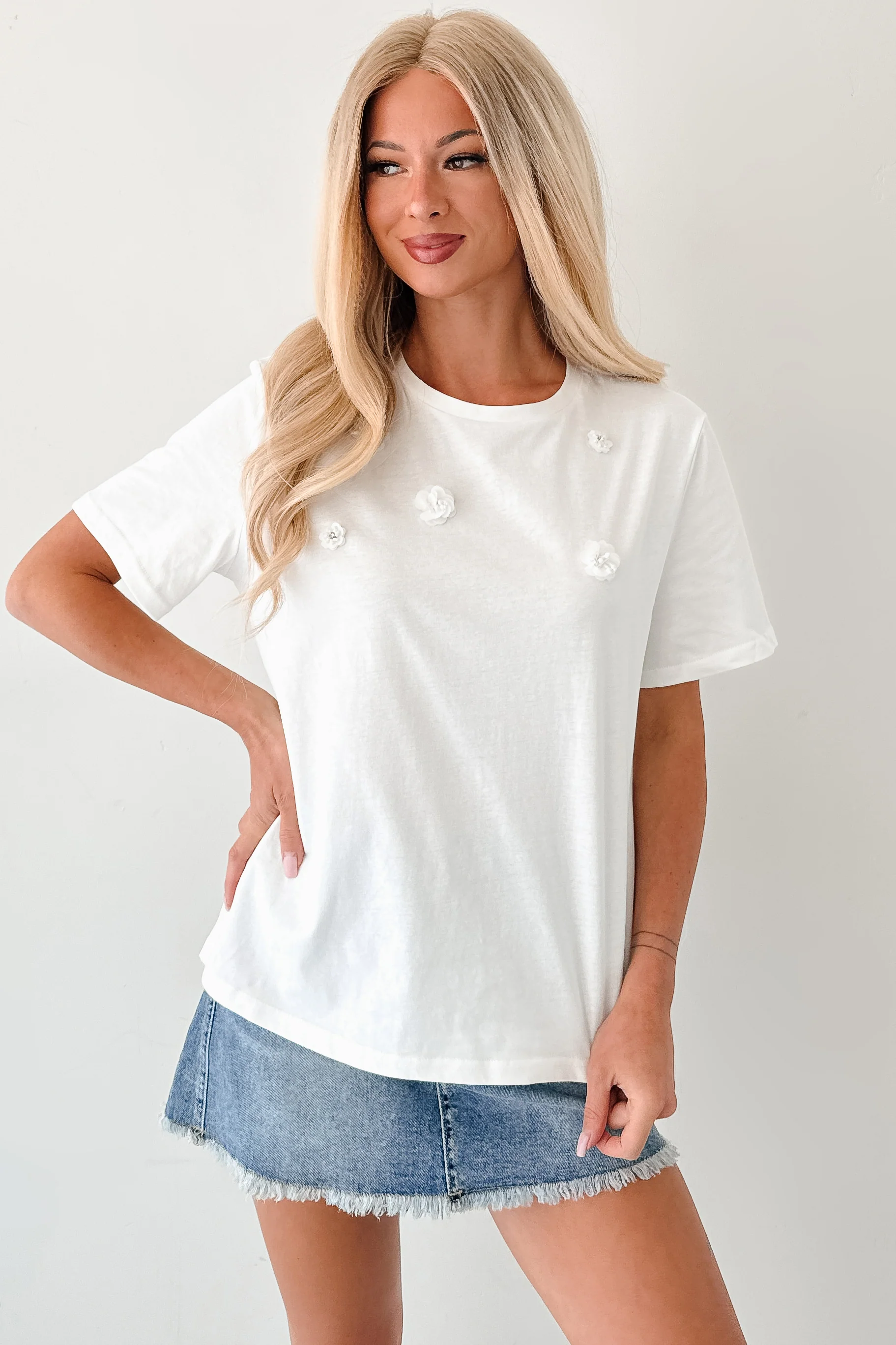 Change For Good Floral Beaded T-Shirt (White) - Image 2
