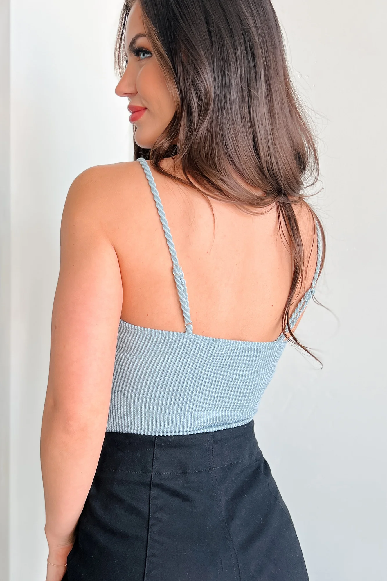 Changing My Perspective Ribbed Cami Bodysuit (Denim) - Image 3