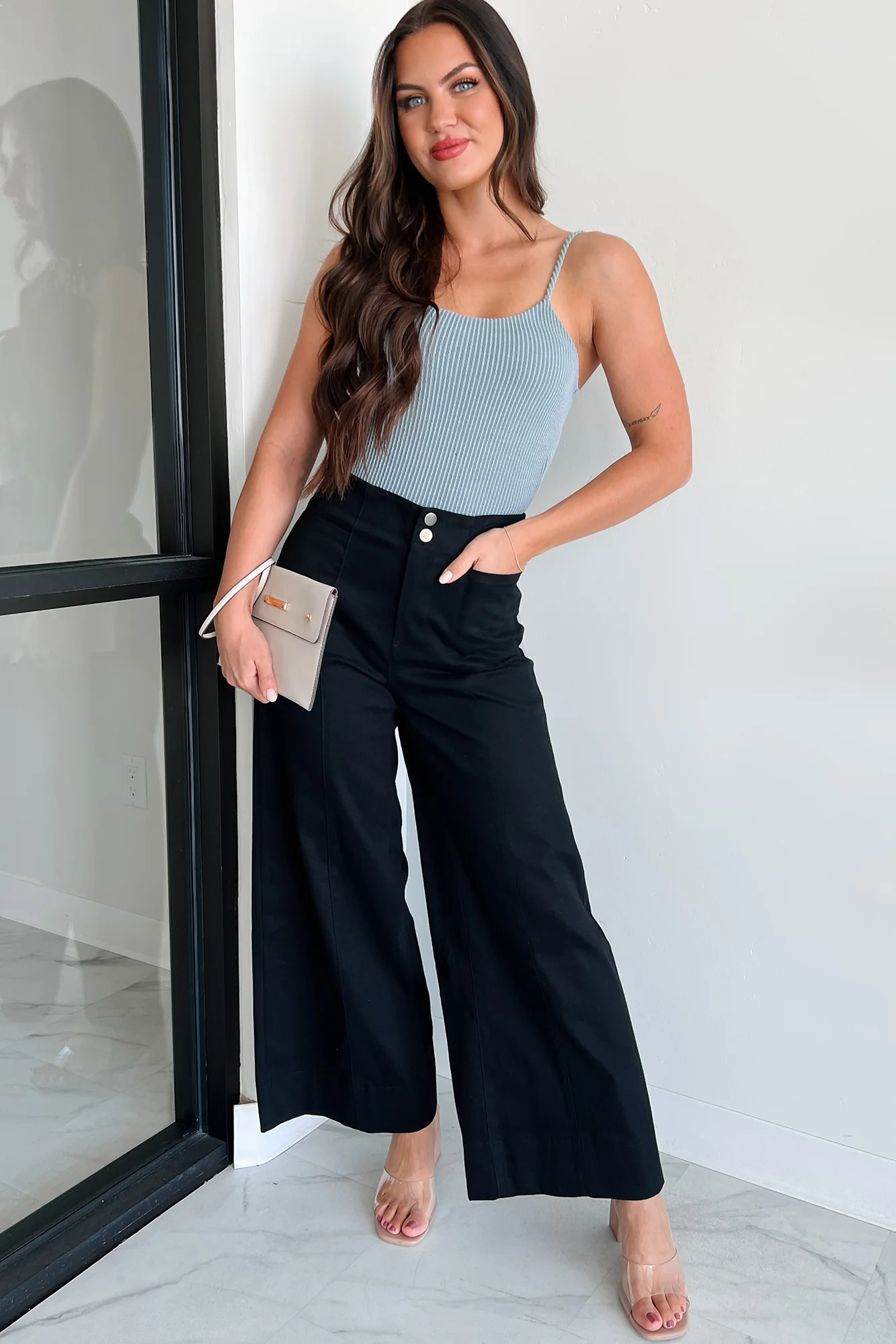 Changing My Perspective Ribbed Cami Bodysuit (Denim) - Image 5