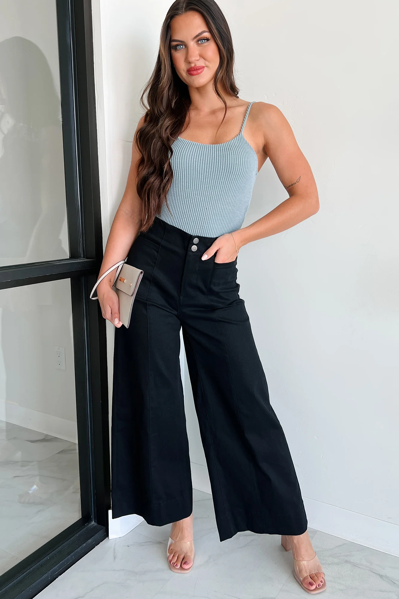 Changing My Perspective Ribbed Cami Bodysuit (Denim) - Image 6