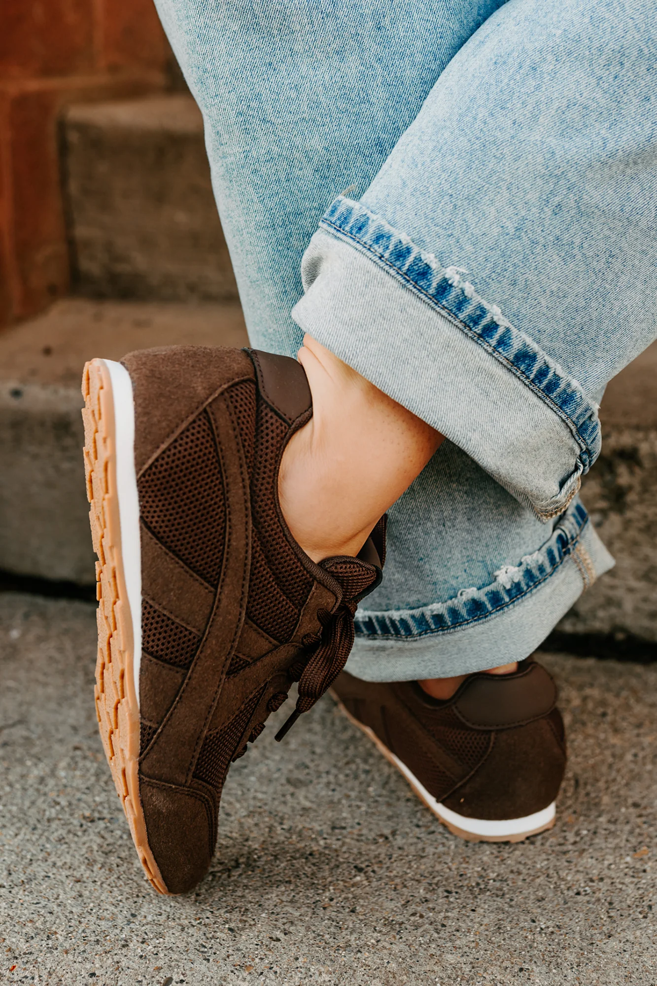 Chase The Wins Lace-Up Mesh Sneakers (Coffee) - Image 2