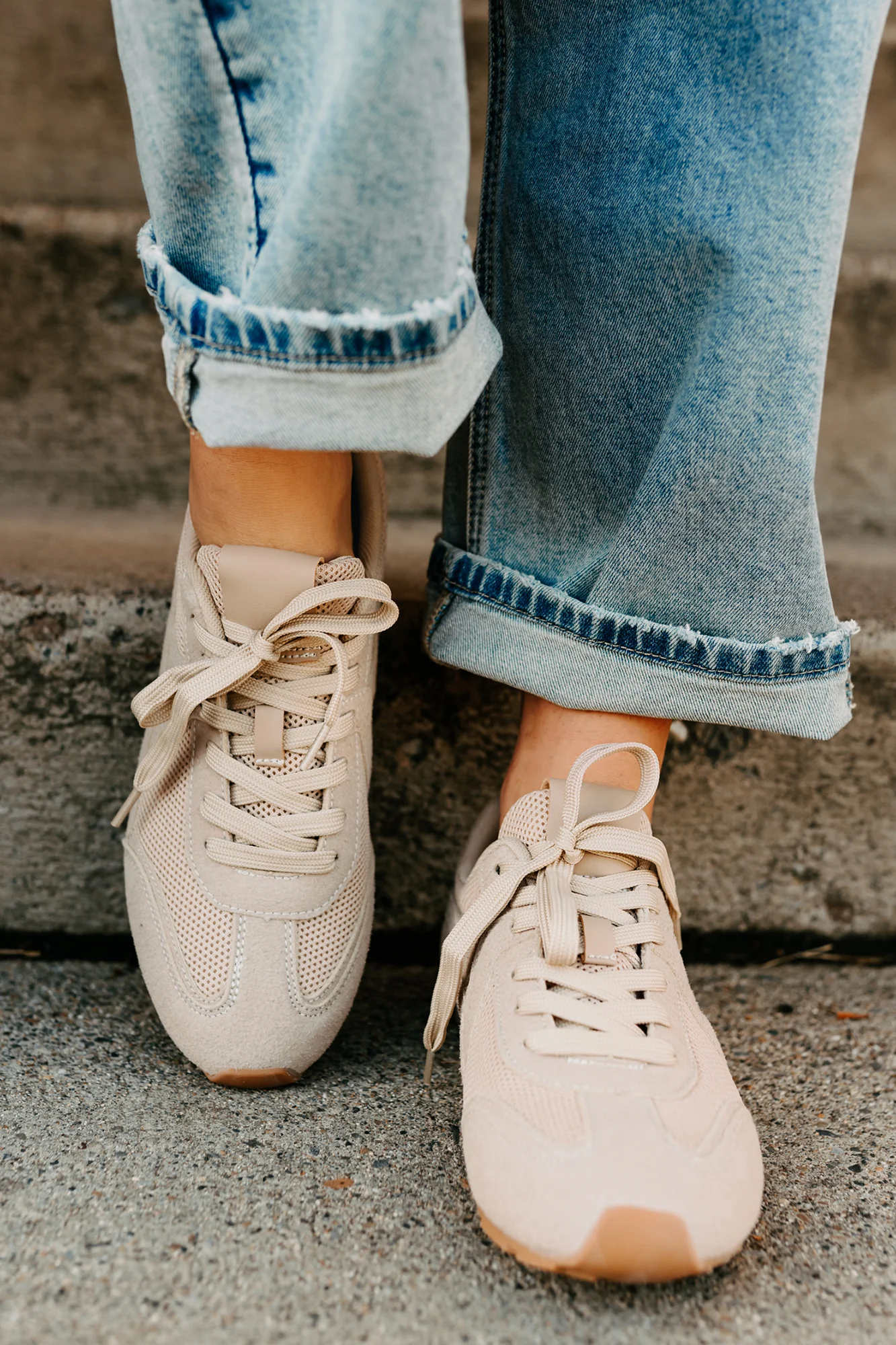 Chase The Wins Lace-Up Mesh Sneakers (Taupe) - Image 3