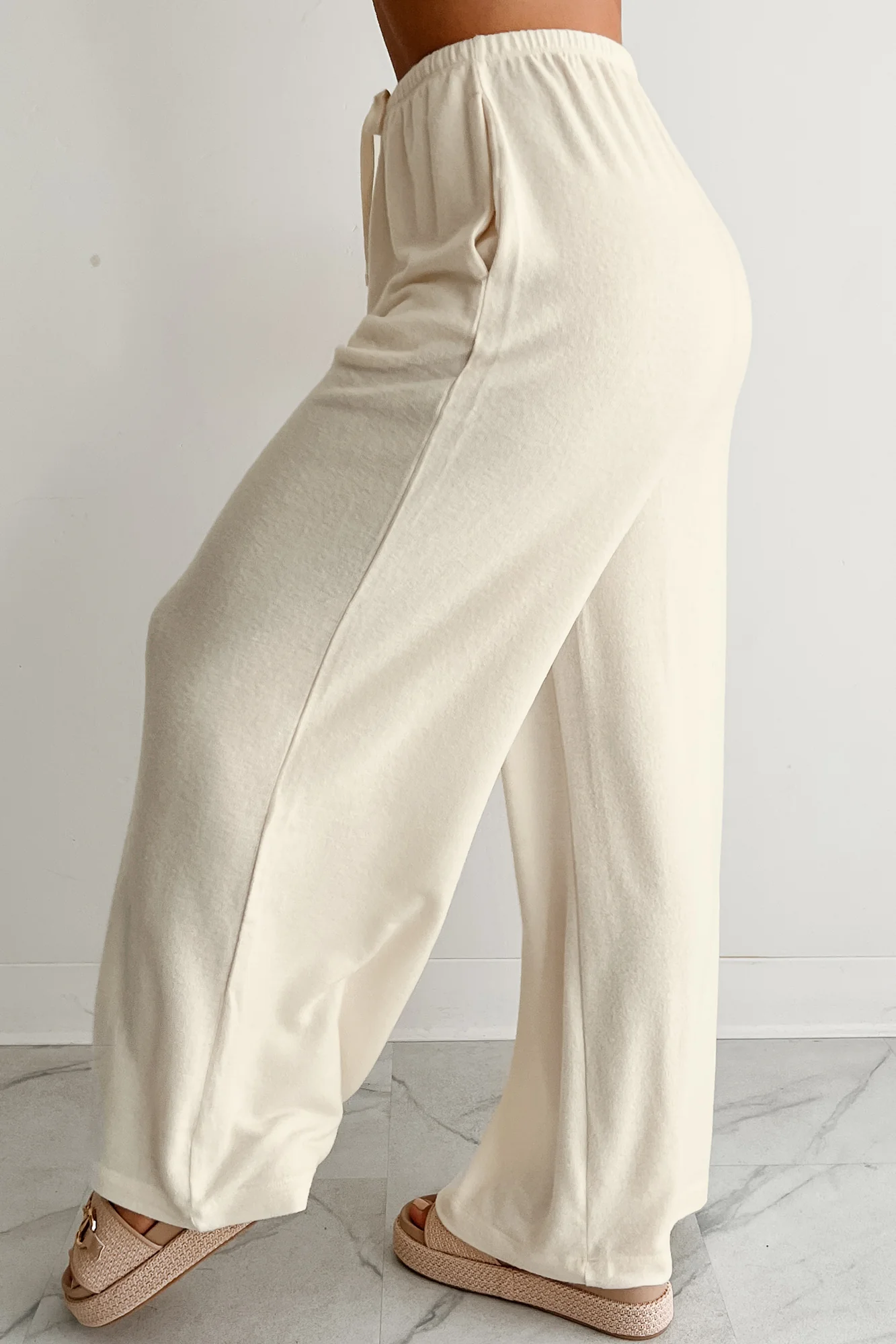 Chasing Calm Relaxed Wide Leg Pants (Cream) - Image 8