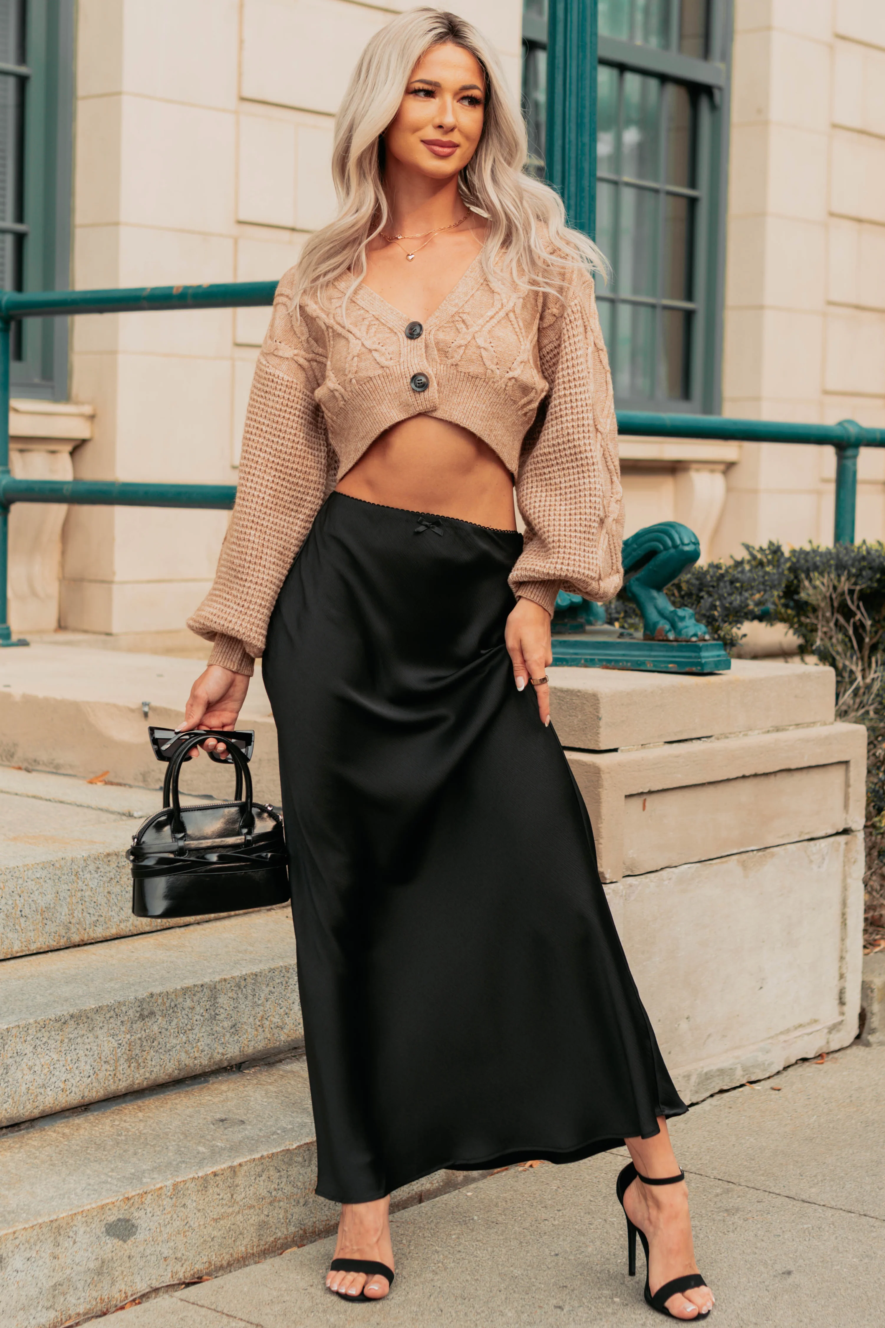 Chic Knows Best Textured Maxi Skirt (Black) - Image 5