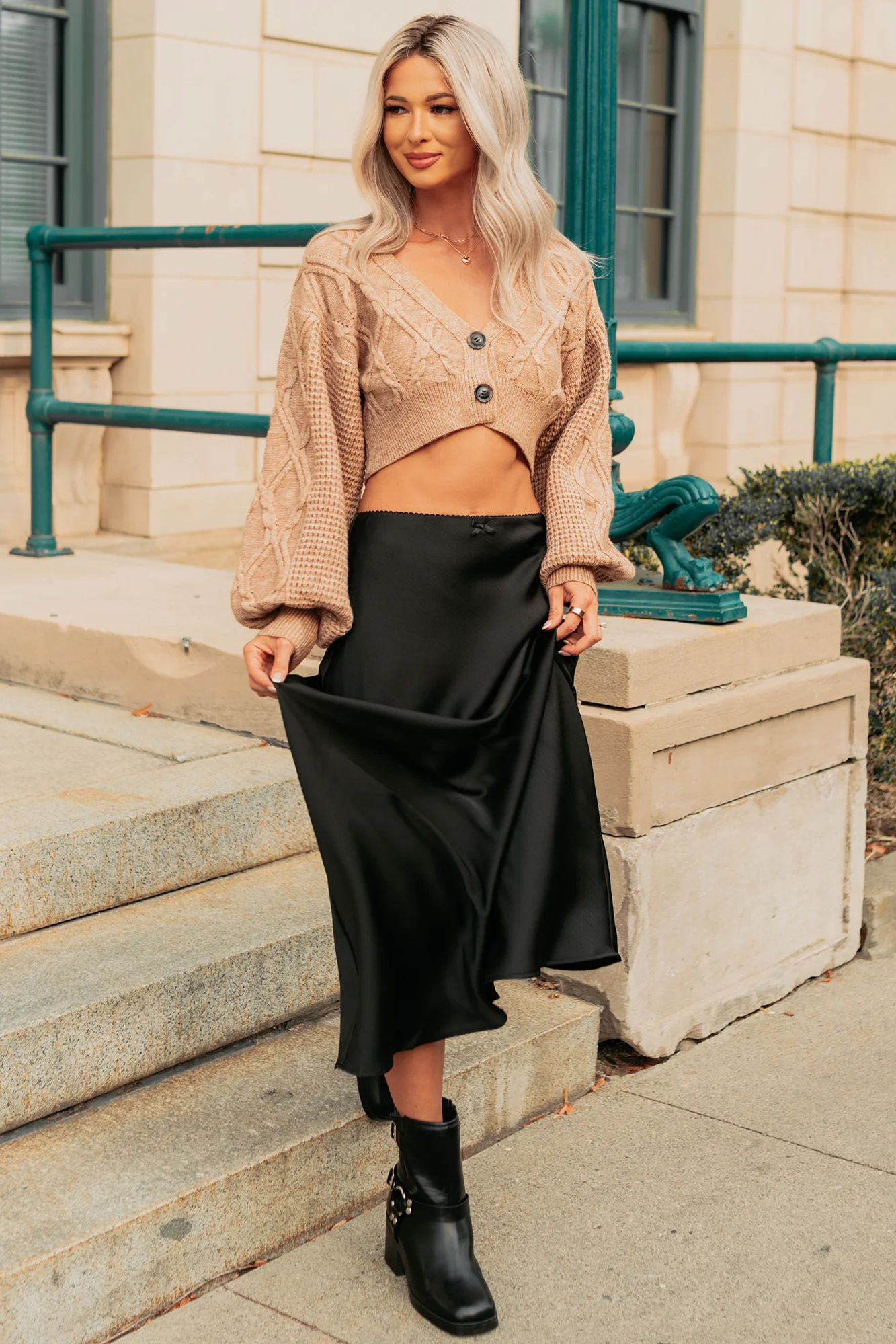 Chic Knows Best Textured Maxi Skirt (Black) - Image 8