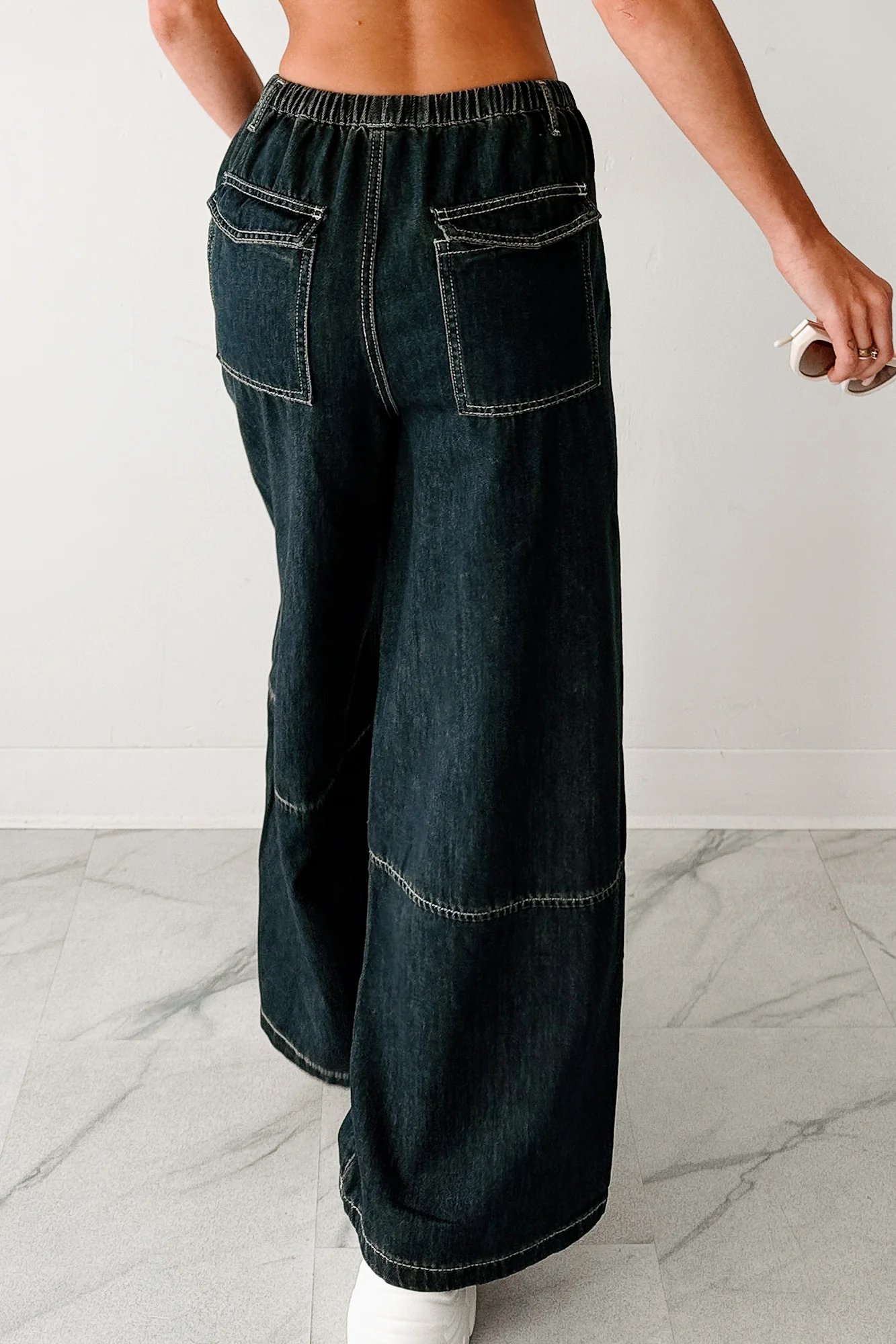 Chill Energy Wide Leg Drawstring Pants (Grey Denim) - Image 11