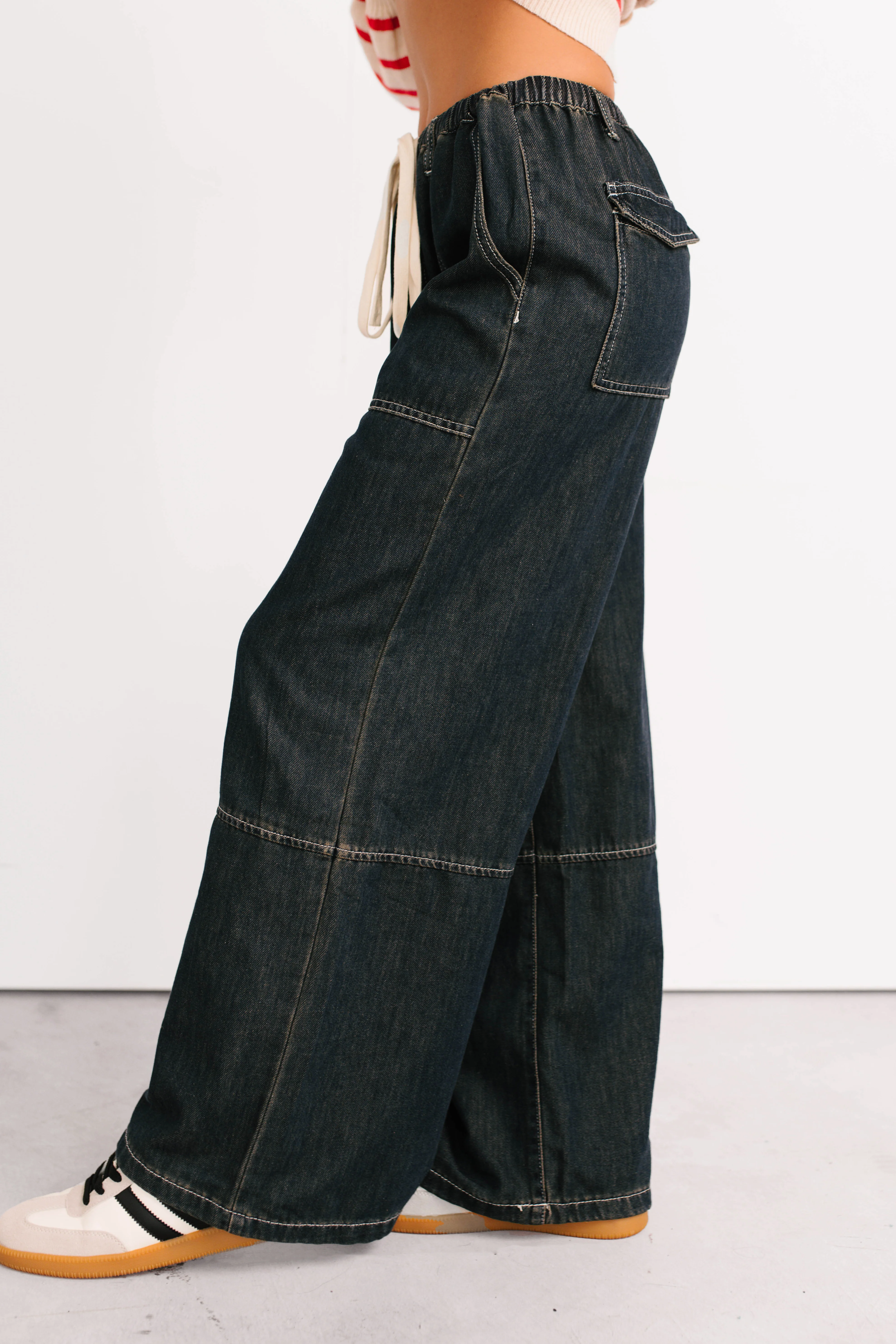 Chill Energy Wide Leg Drawstring Pants (Grey Denim) - Image 6