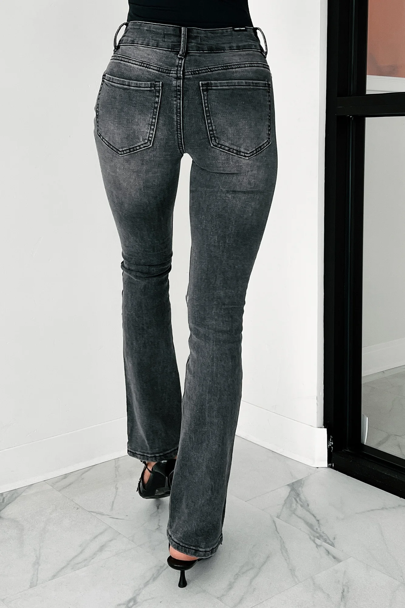 Ciaran Mid Rise Sequined Almost Famous Bootcut Jeans (Black) - Image 4