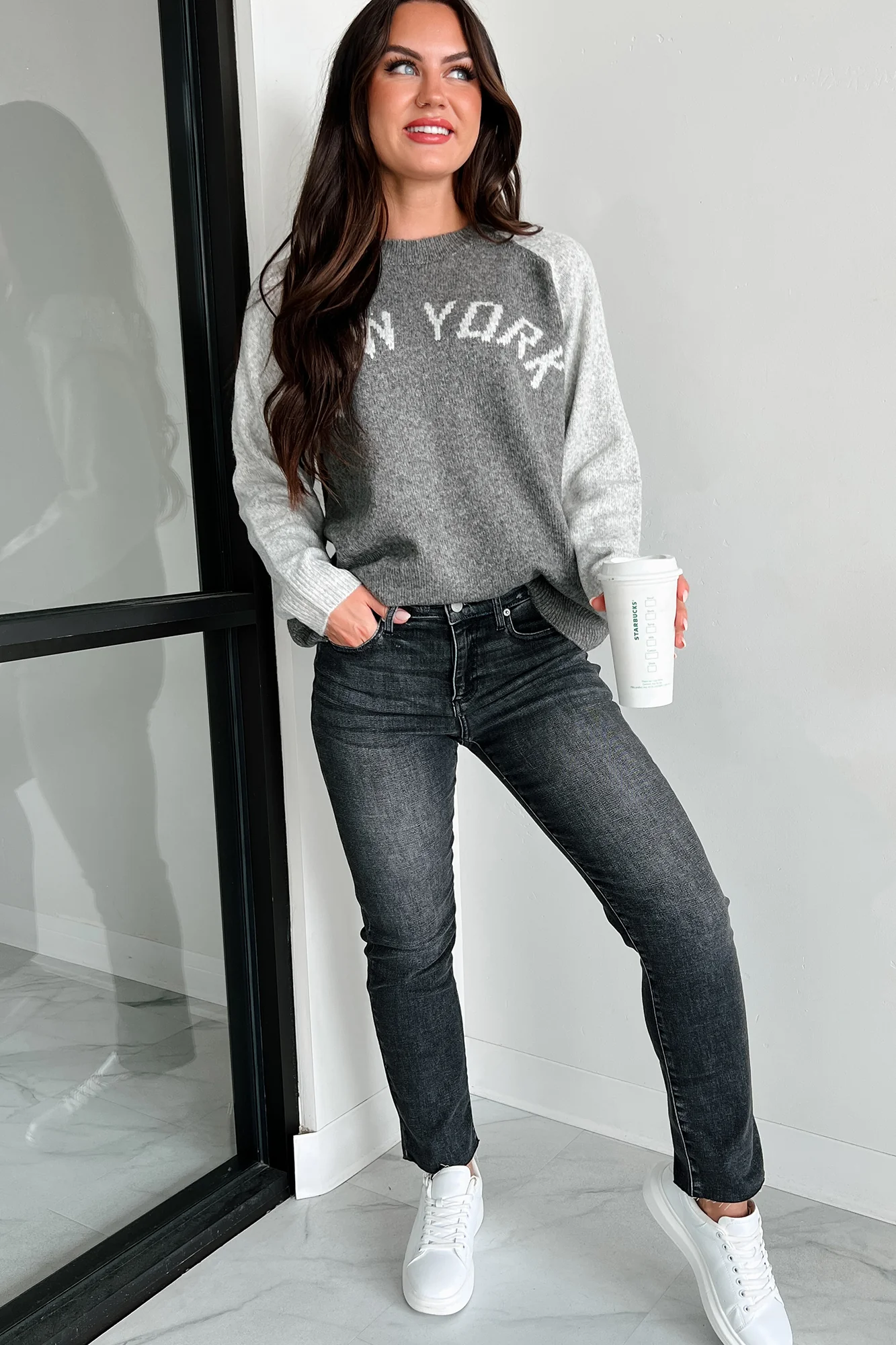 City That Never Sleeps "New York" Sweater (Charcoal/Grey) - Image 5