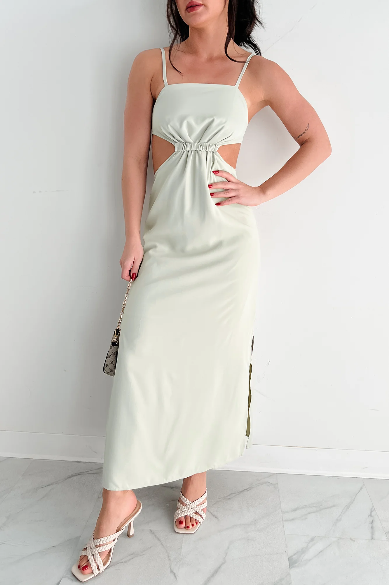 Class With A Twist Sleeveless Cut-Out Maxi Dress (Sage) - Image 6