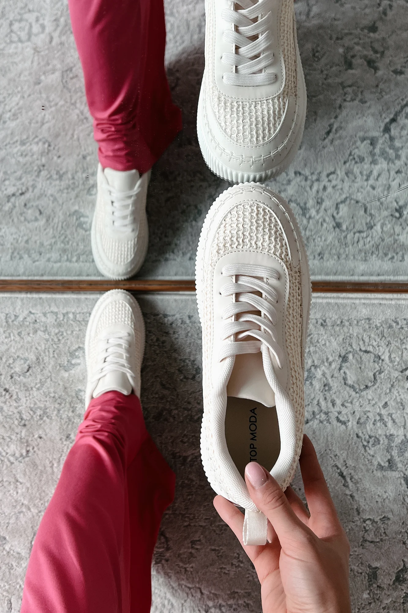 Coastal Strolls Woven Raffia Platform Sneakers (Beige/Raffia) - Image 3
