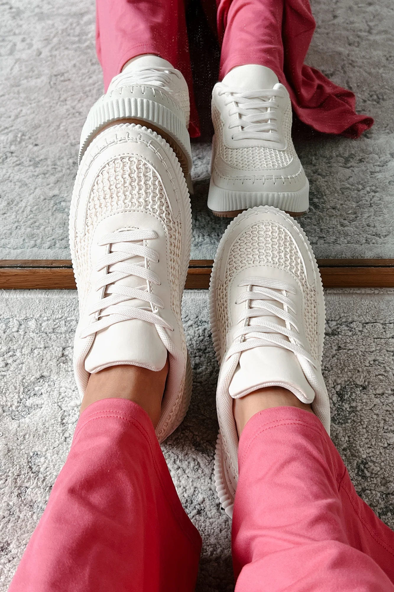 Coastal Strolls Woven Raffia Platform Sneakers (Beige/Raffia) - Image 4