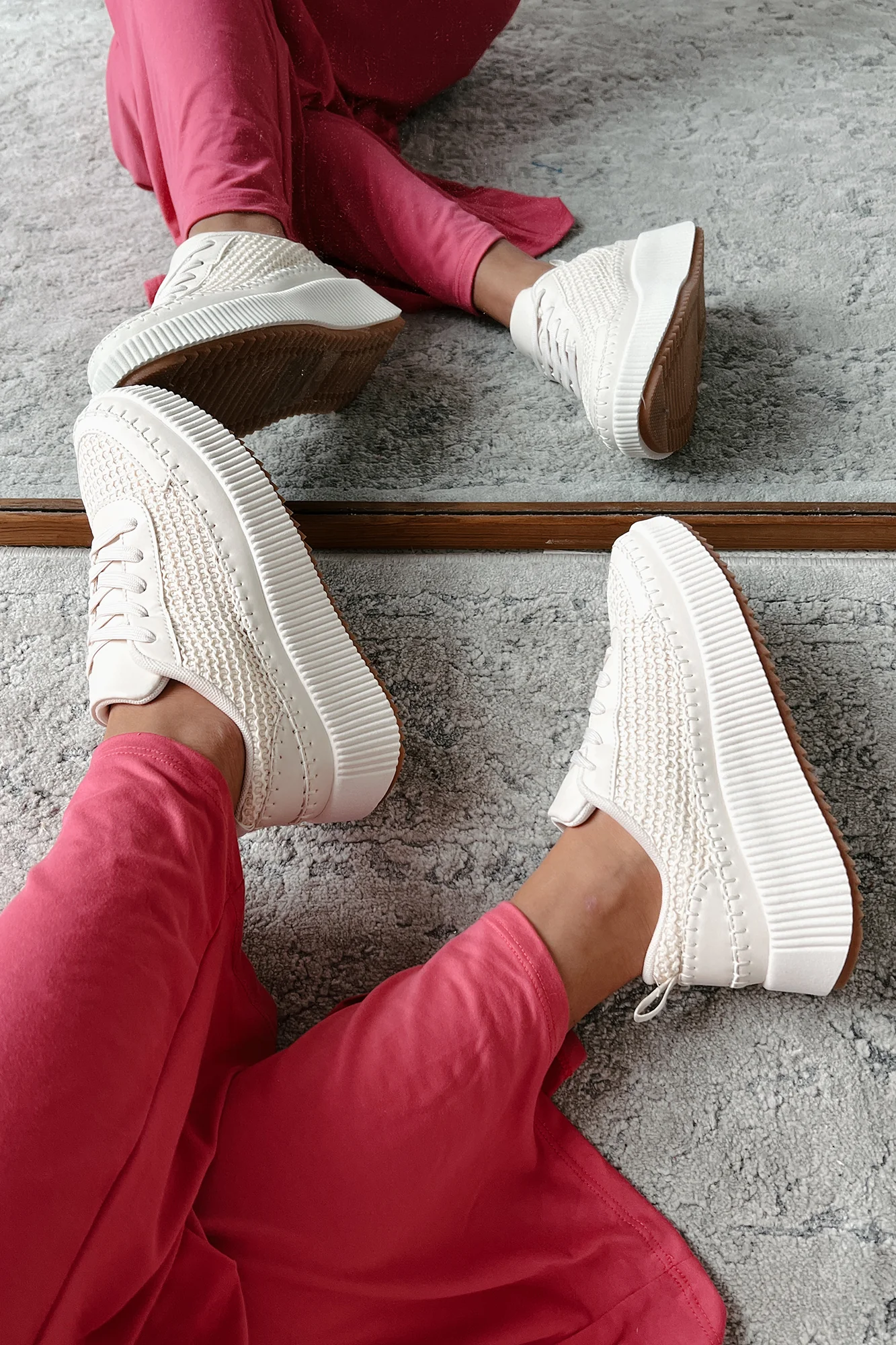 Coastal Strolls Woven Raffia Platform Sneakers (Beige/Raffia) - Image 5