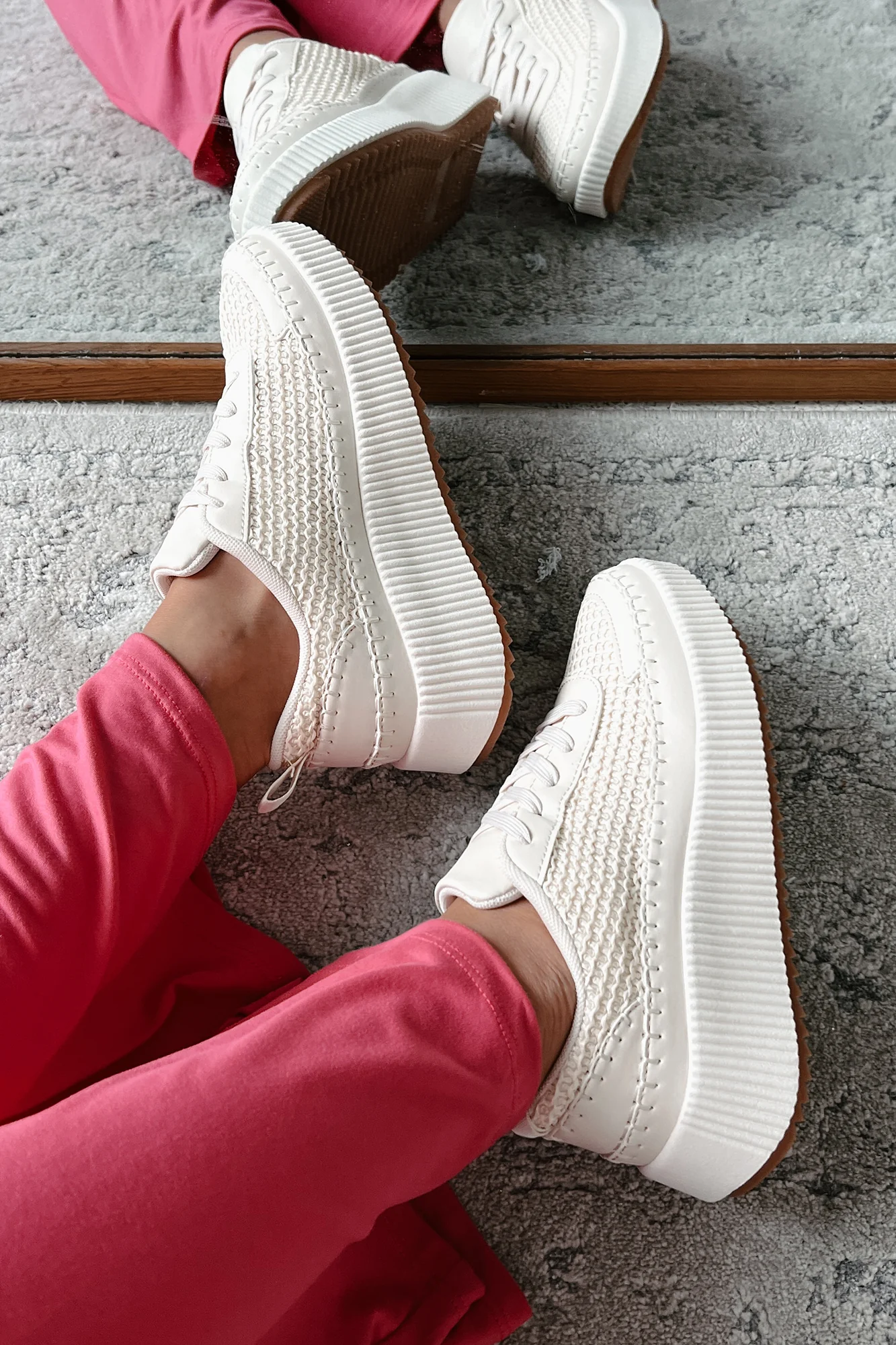Coastal Strolls Woven Raffia Platform Sneakers (Beige/Raffia) - Image 6