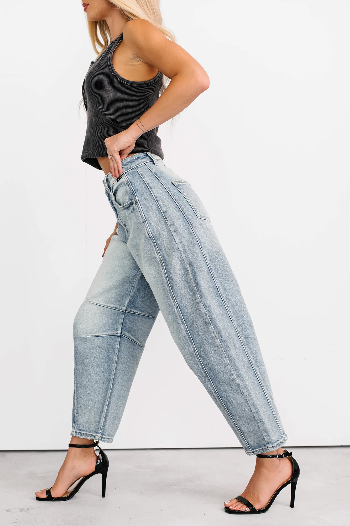 Colette Mid Rise Barrel Cello Jeans (Light) - Image 13