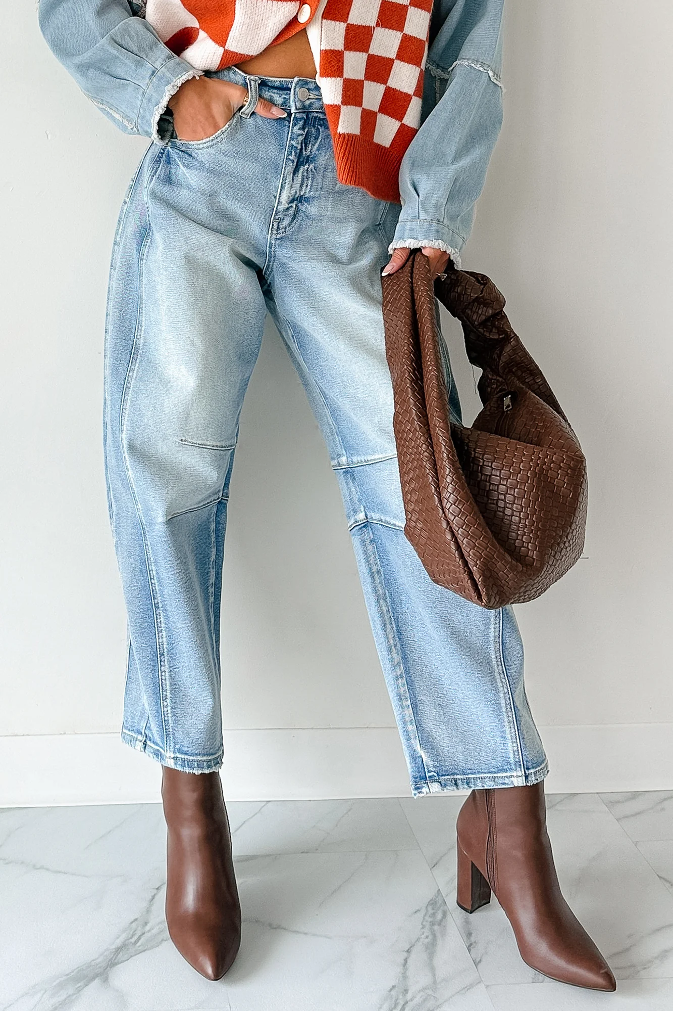 Colette Mid Rise Barrel Cello Jeans (Light) - Image 5