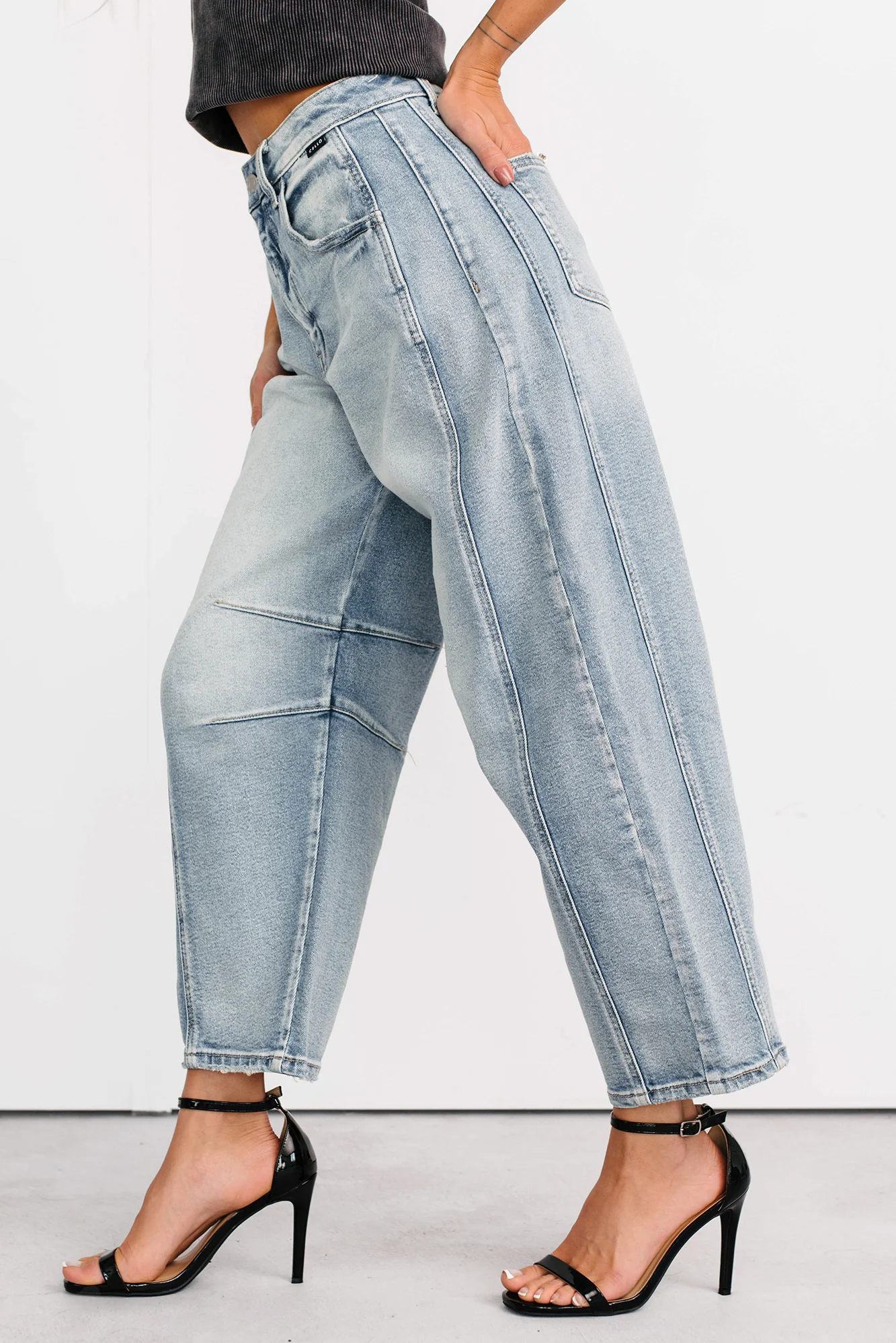 Colette Mid Rise Barrel Cello Jeans (Light) - Image 8