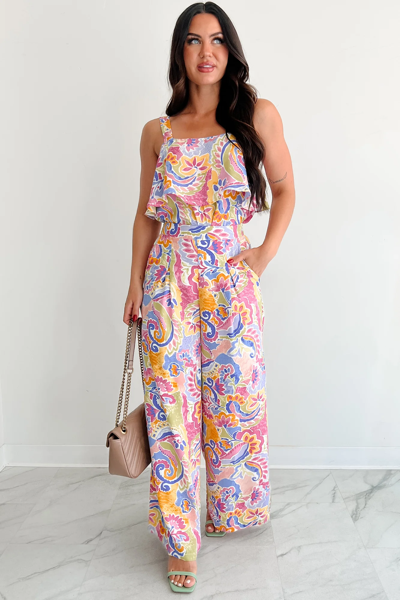 Colorful Imagination Printed Wide Leg Pants (Multi) - Image 6