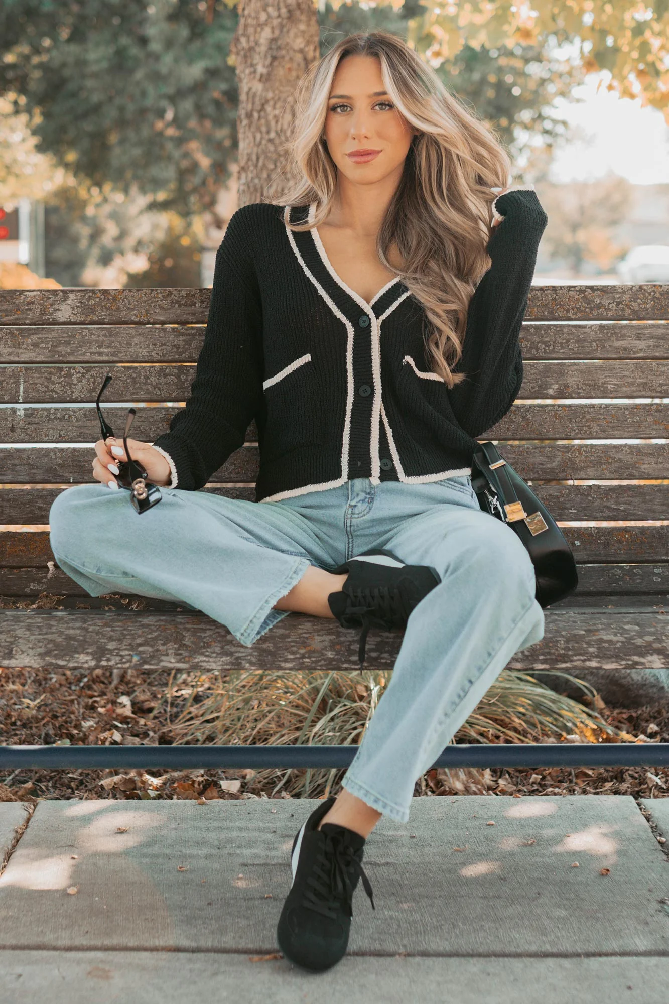Comfort Current Contrast Button-Up Cardigan (Black) - Image 6