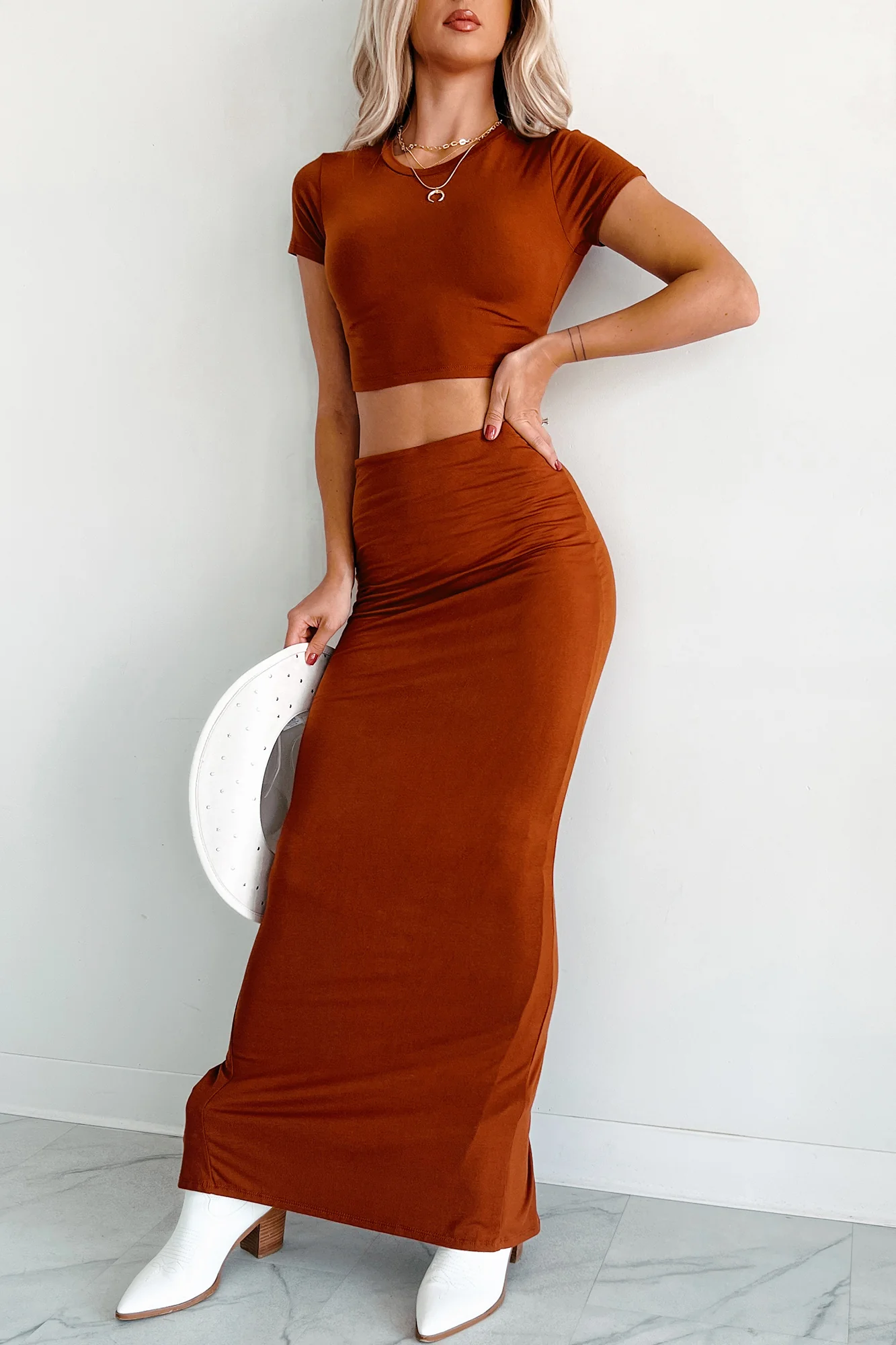 Comfort In Chaos Maxi Skirt (Rust) - Image 2