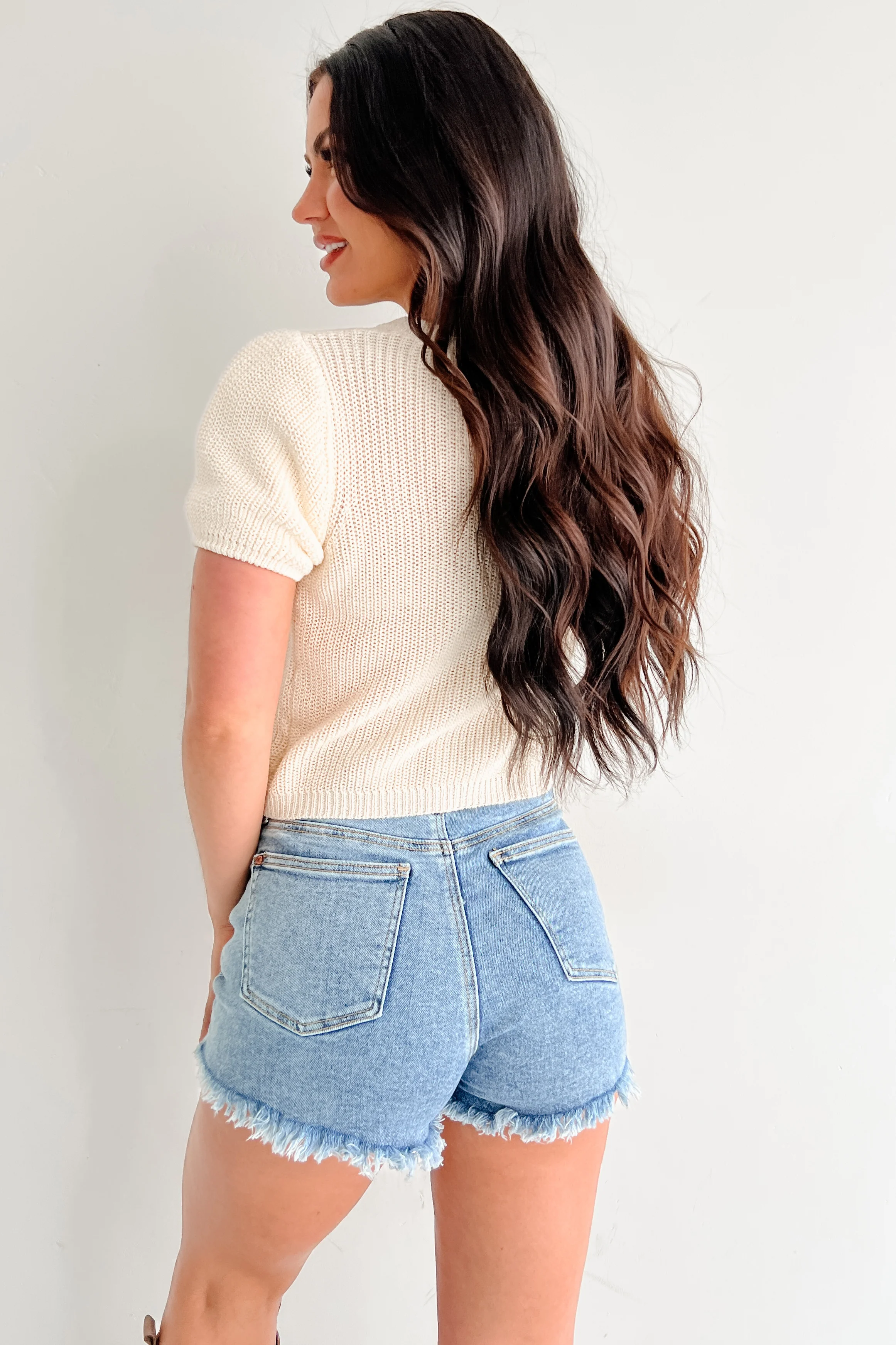 Comfort Meets Couture Puff Sleeve Sweater Top (Cream) - Image 13