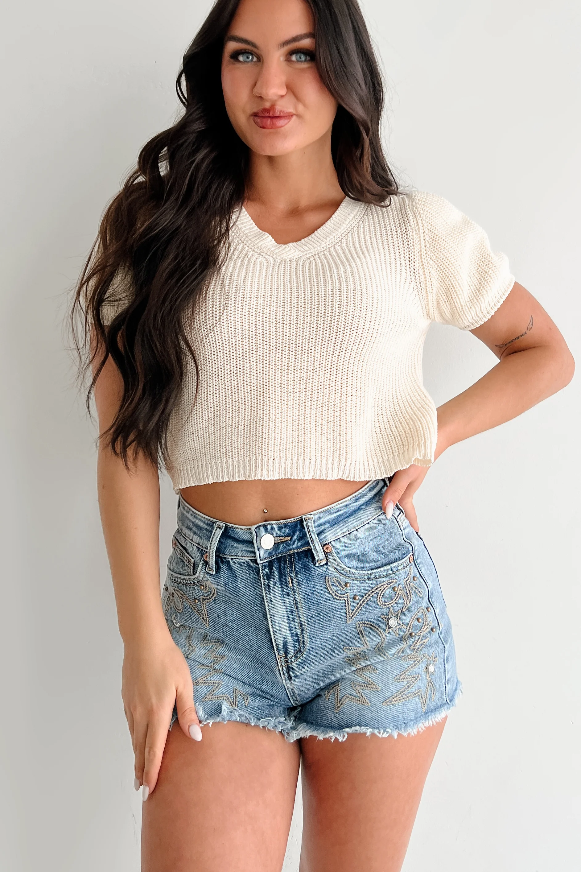 Comfort Meets Couture Puff Sleeve Sweater Top (Cream) - Image 4