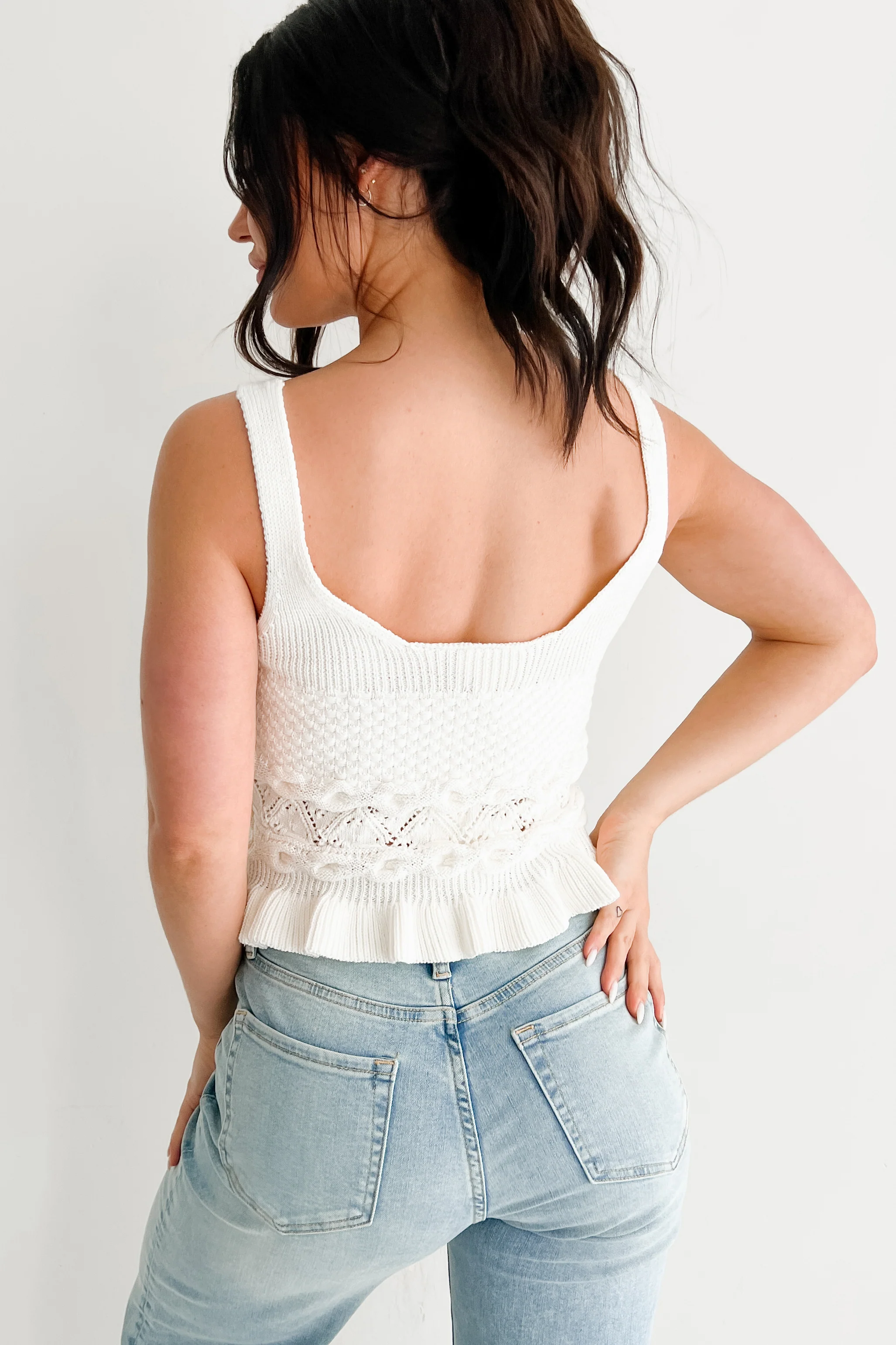 Comforted Soul Sweater Knit Peplum Top (Off White) - Image 6