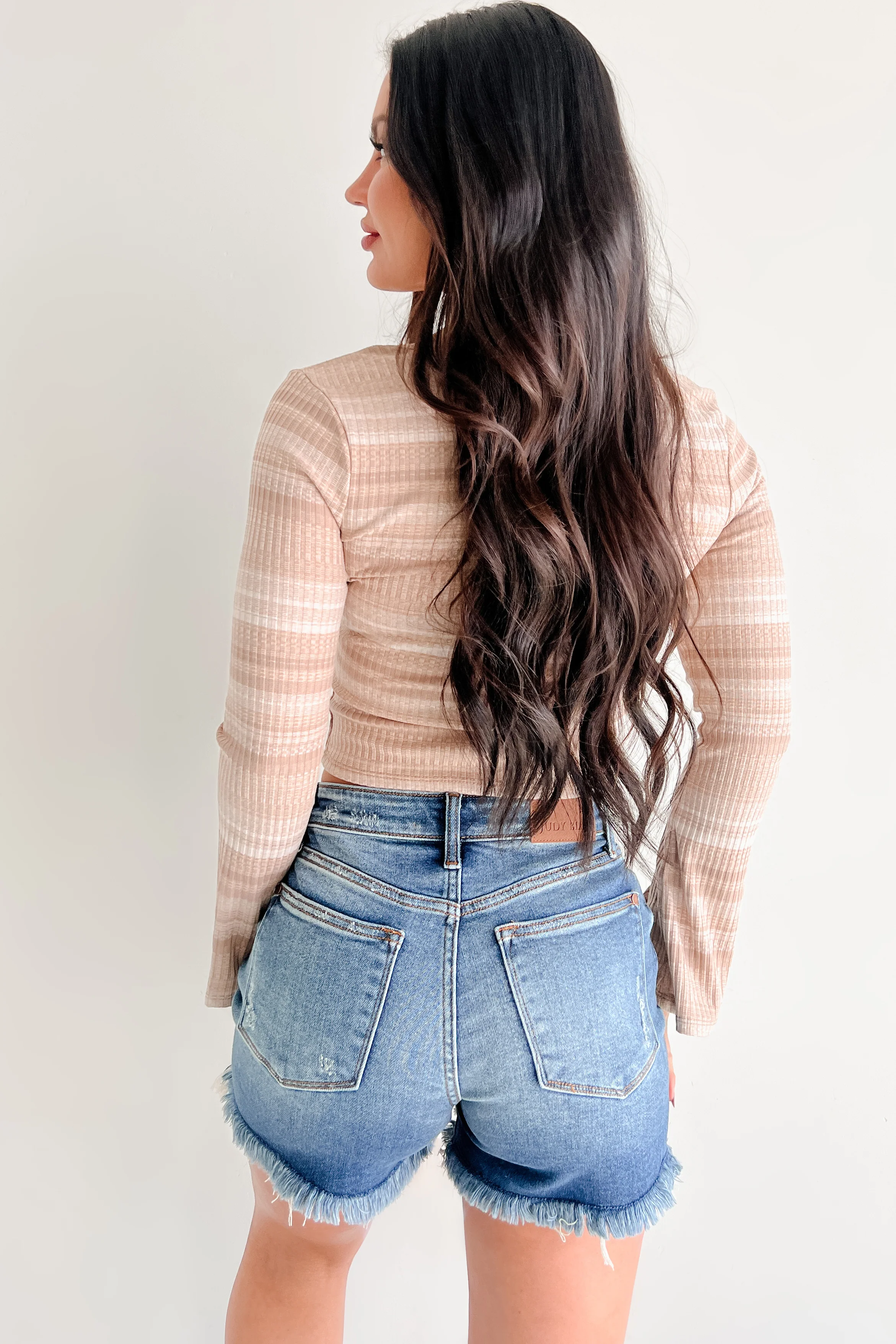 Completely Yours Striped Bell Sleeve Top (Almond) - Image 4