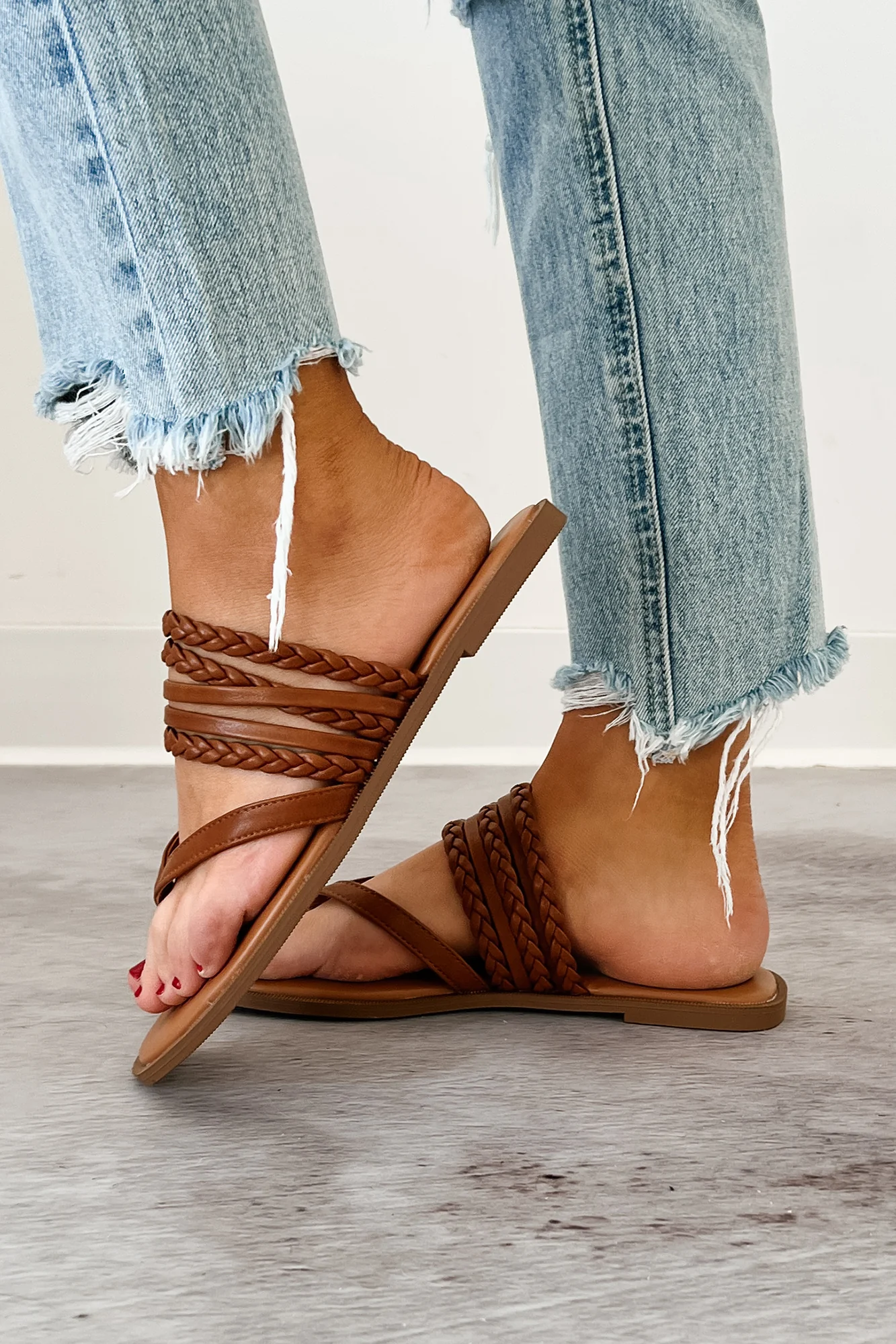 Confidence Overload Braided Thong Sandals (Brown) - Image 3