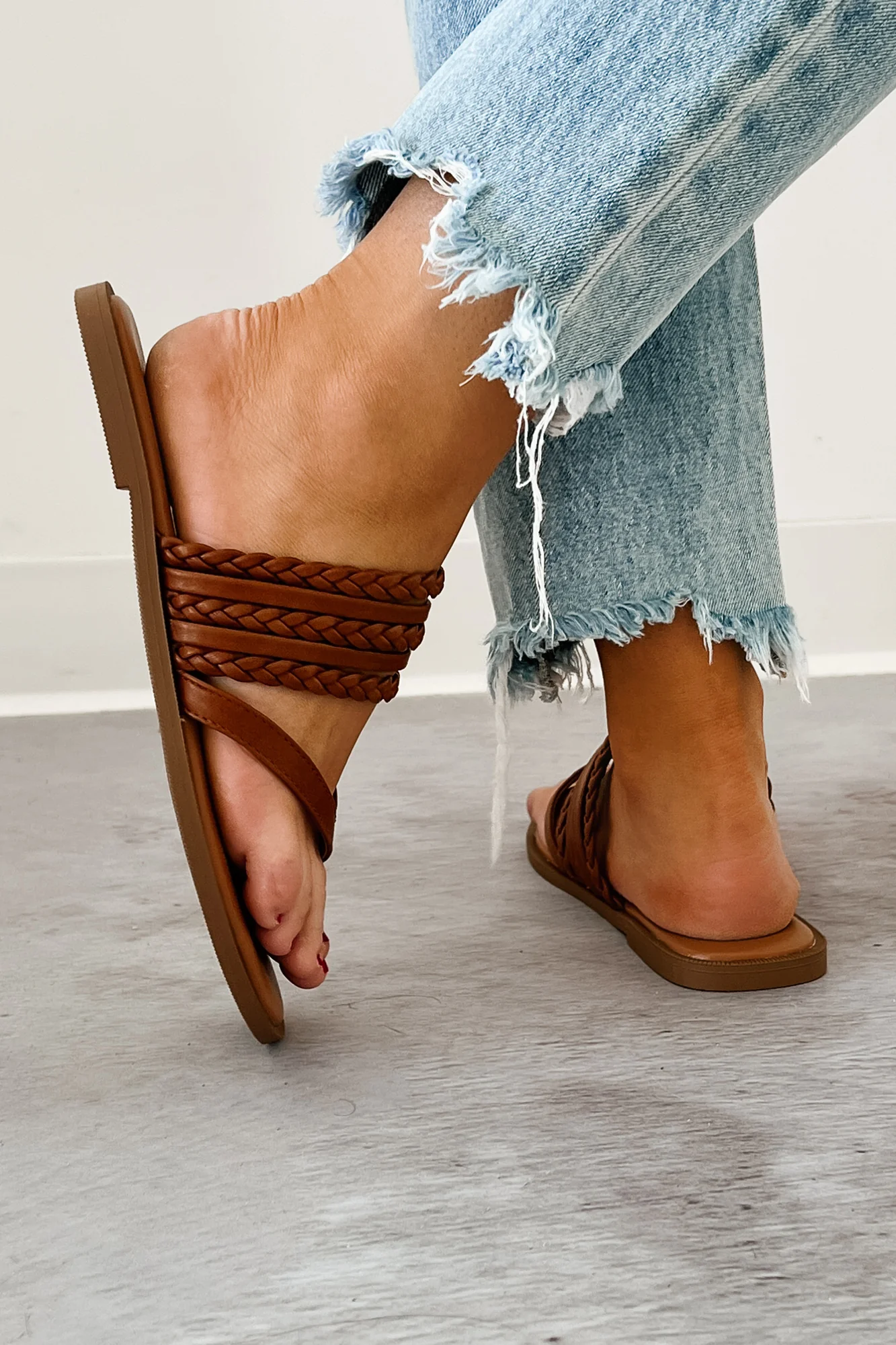 Confidence Overload Braided Thong Sandals (Brown) - Image 4