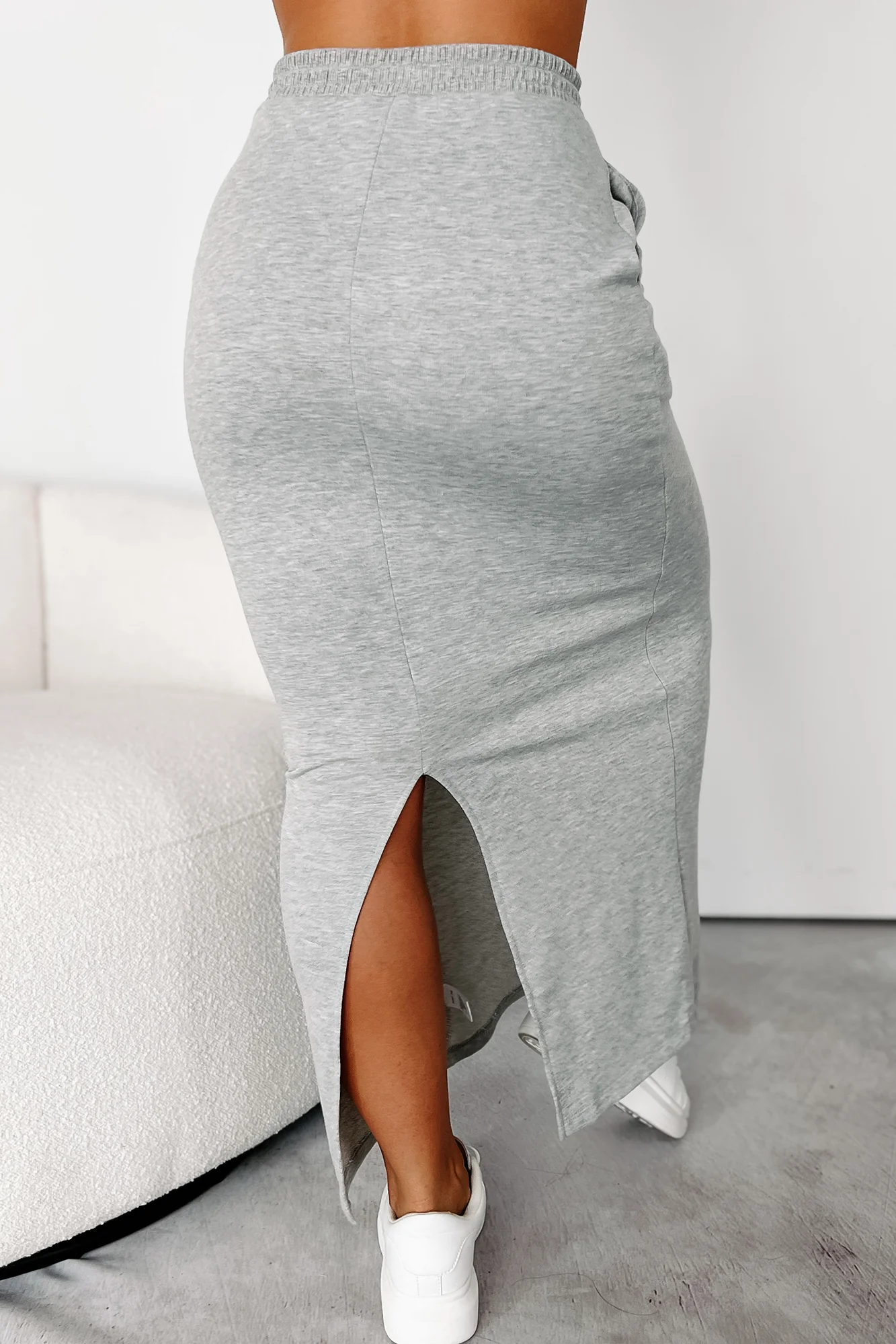 Conquering Today Sporty Knit Maxi Skirt (Heather Grey) - Image 5