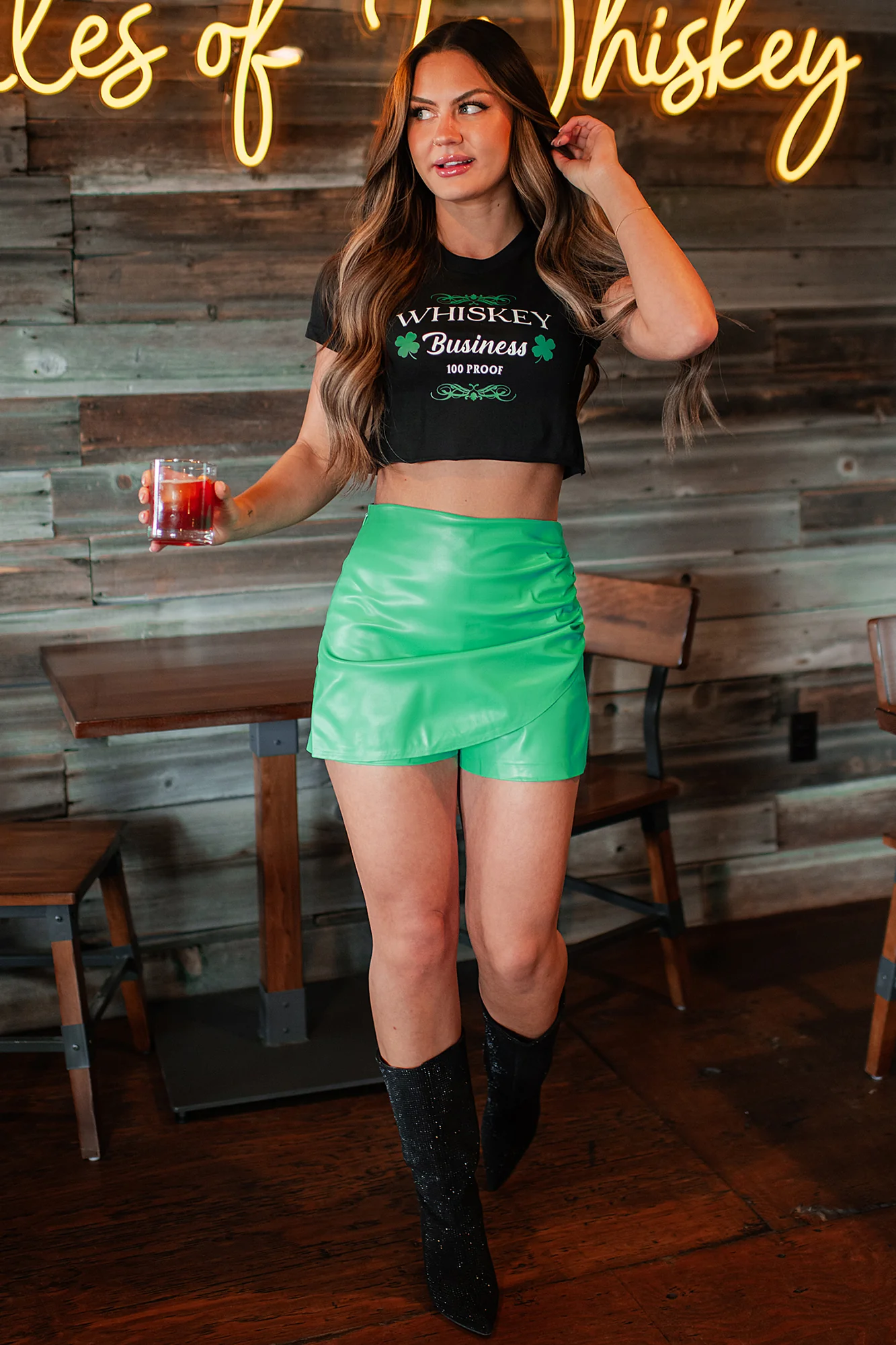 Consistently Confident Faux Leather Skort (Green) - Image 6