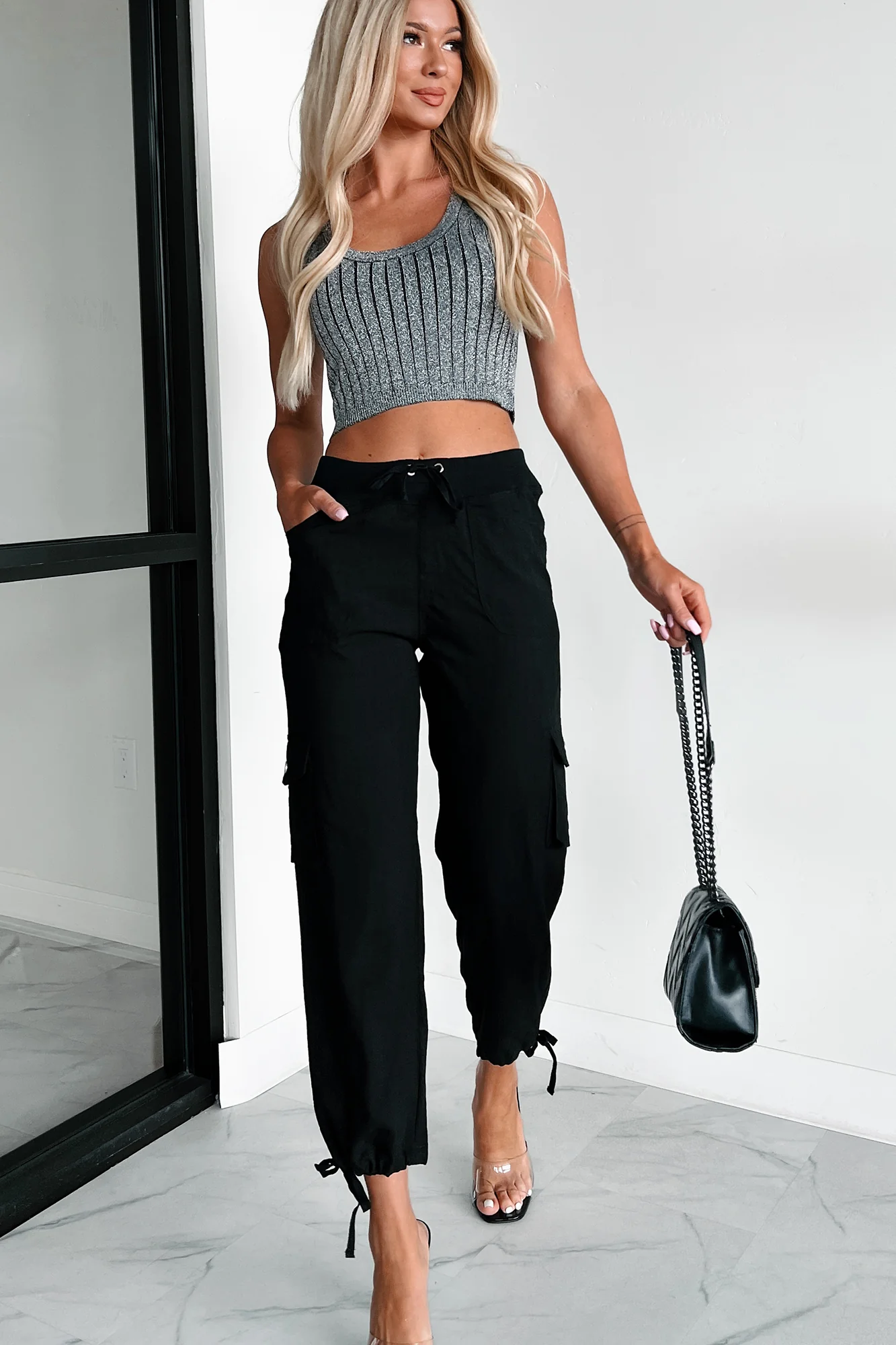 Conveniently Chic Ribbed Lurex Crop Tank (Silver) - Image 7