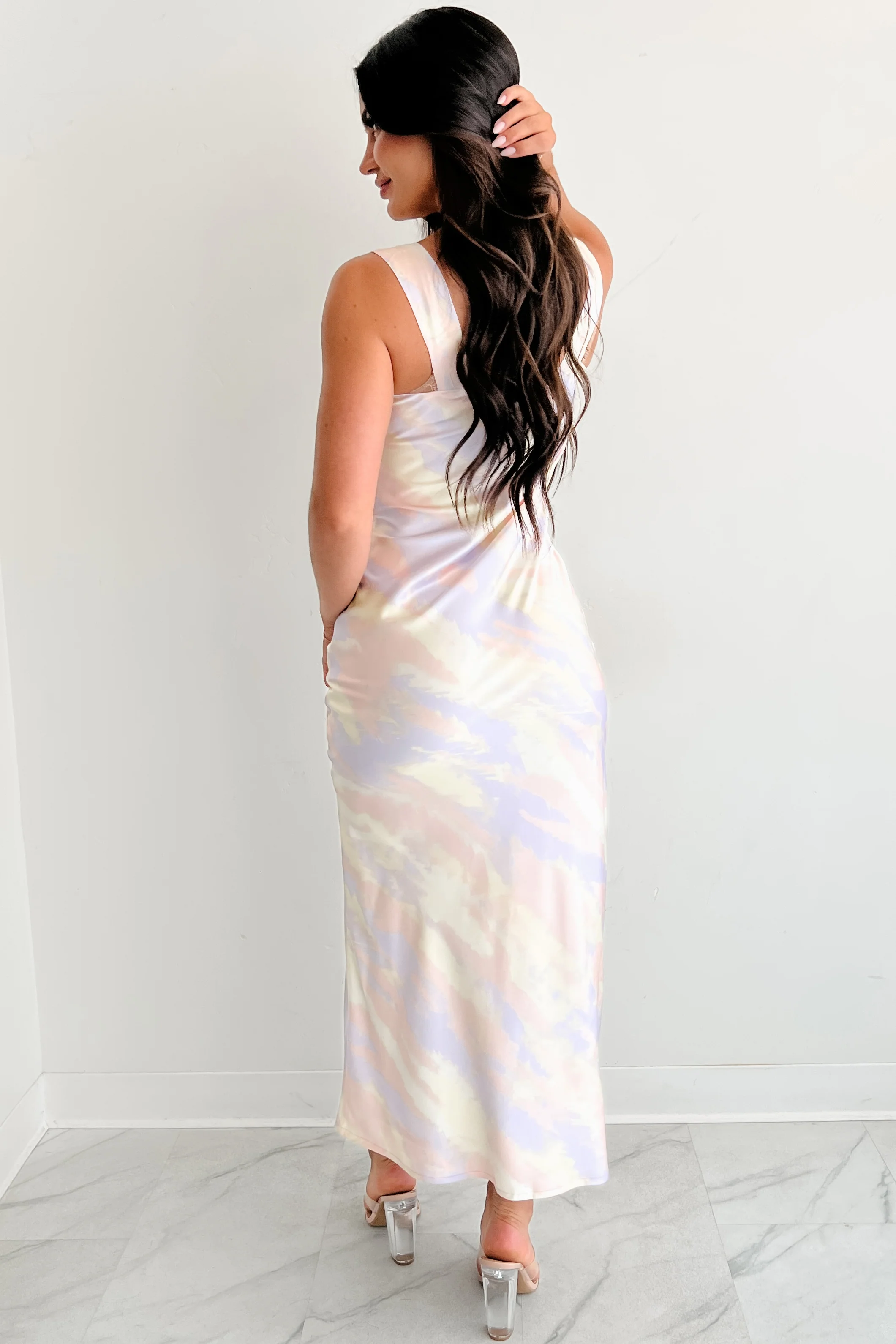 Cool & Cute Satin Sleeveless Maxi Dress (Multi) - Image 4