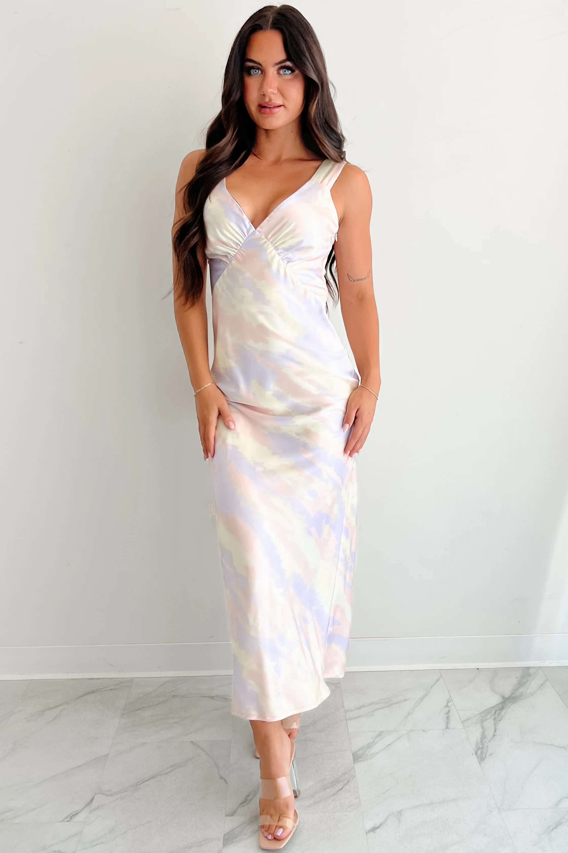 Cool & Cute Satin Sleeveless Maxi Dress (Multi) - Image 7