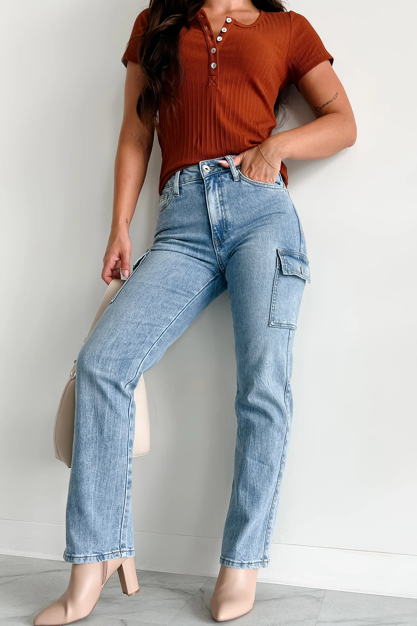 Cova High Rise Special A Cargo Jeans (Medium Dark) - Image 3