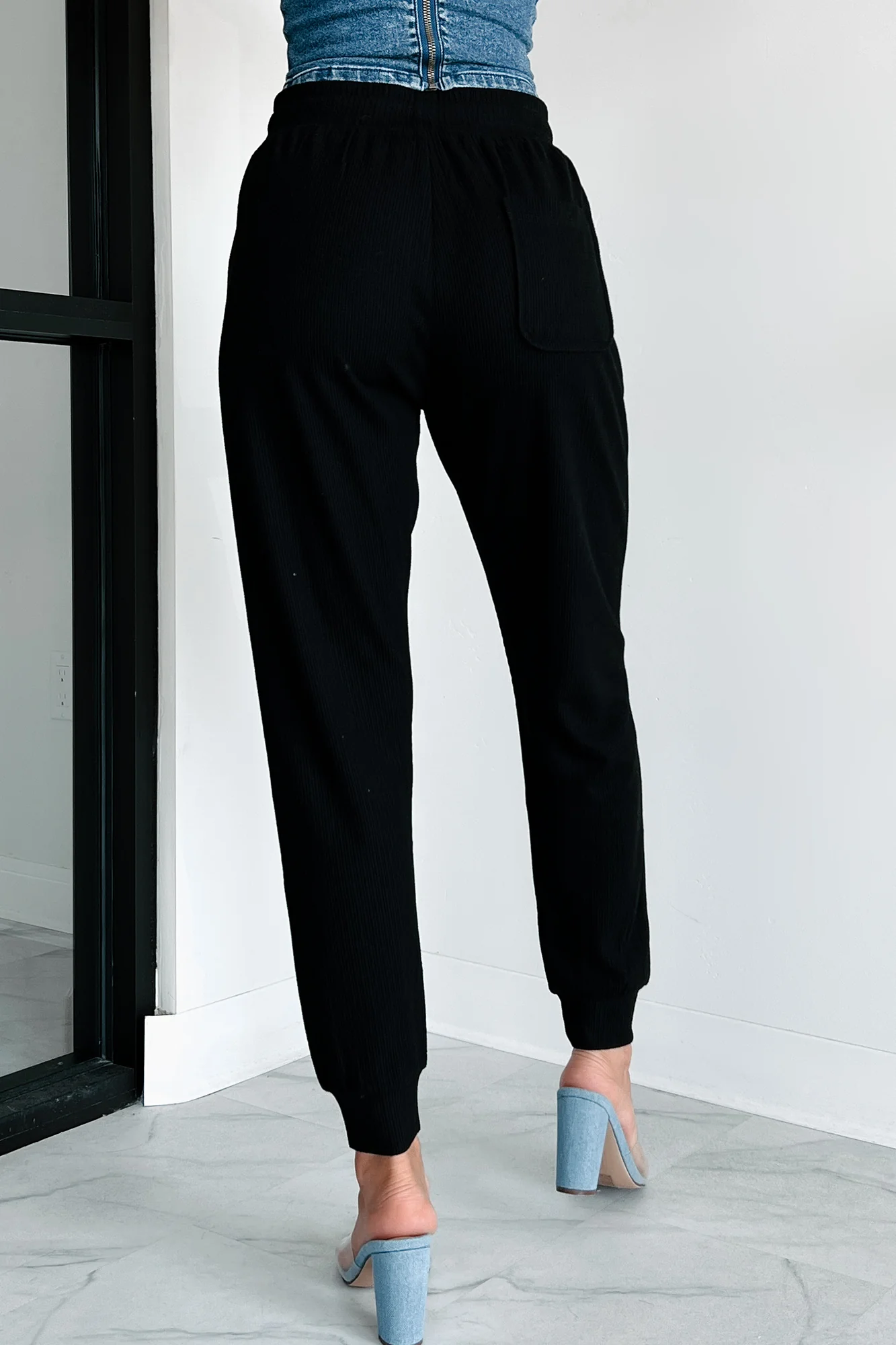 Coveted Comfort Ribbed Knit Joggers (Black) - Image 3