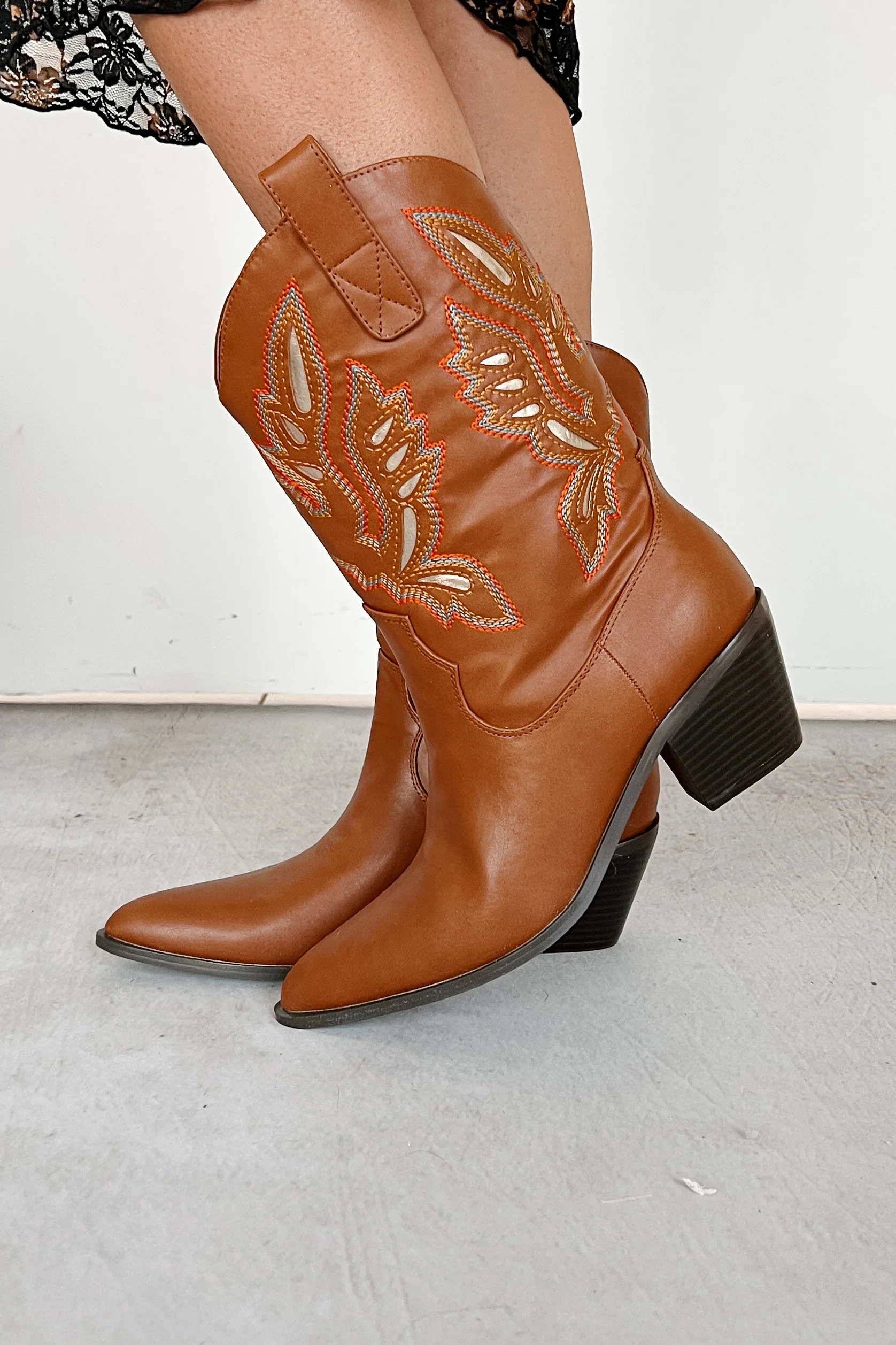 Cowgirl Glory Western Cowboy Boots (Tan) - Image 2